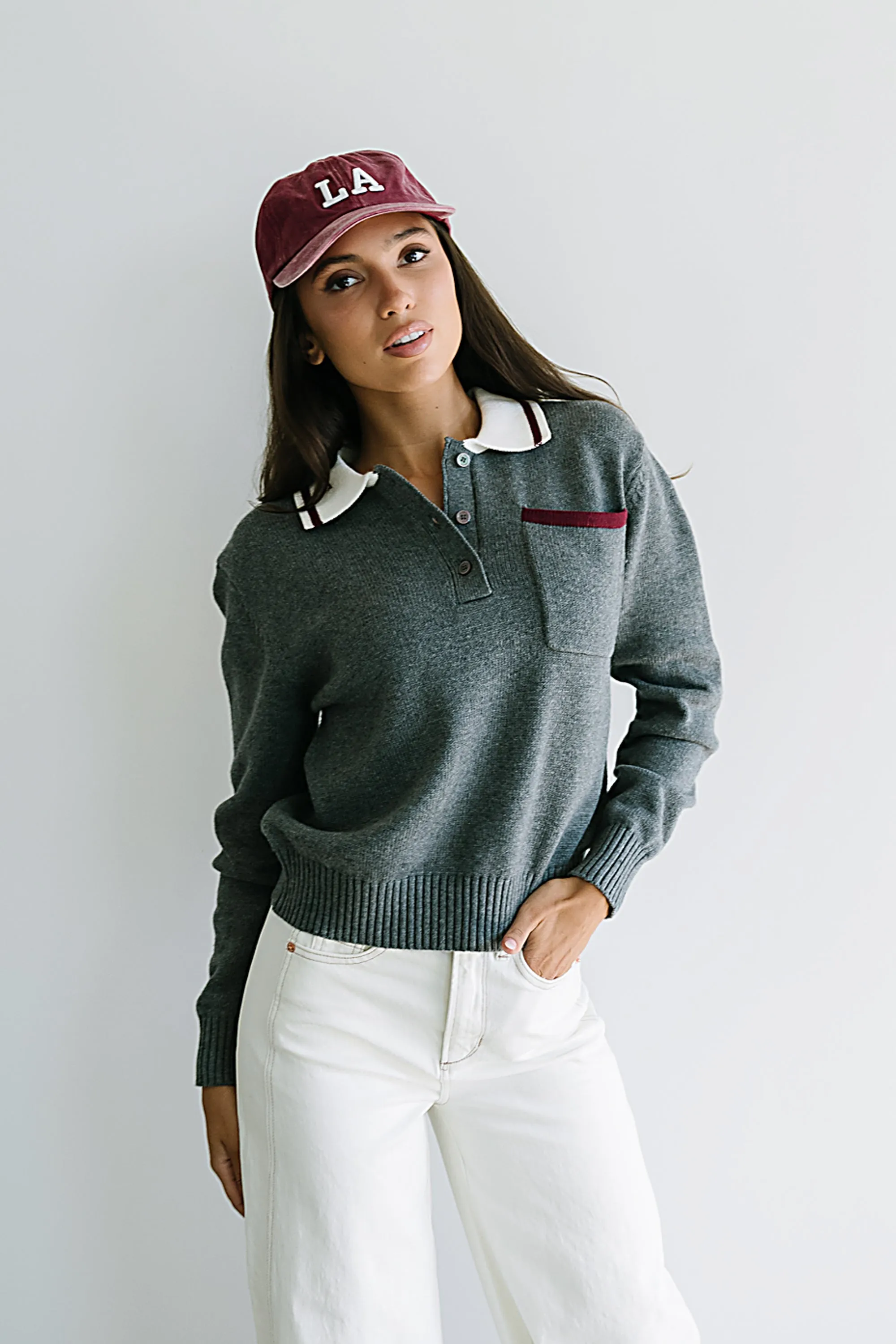 Justine Collared Sweater in Grey sold by bohme product image thumbnail 5