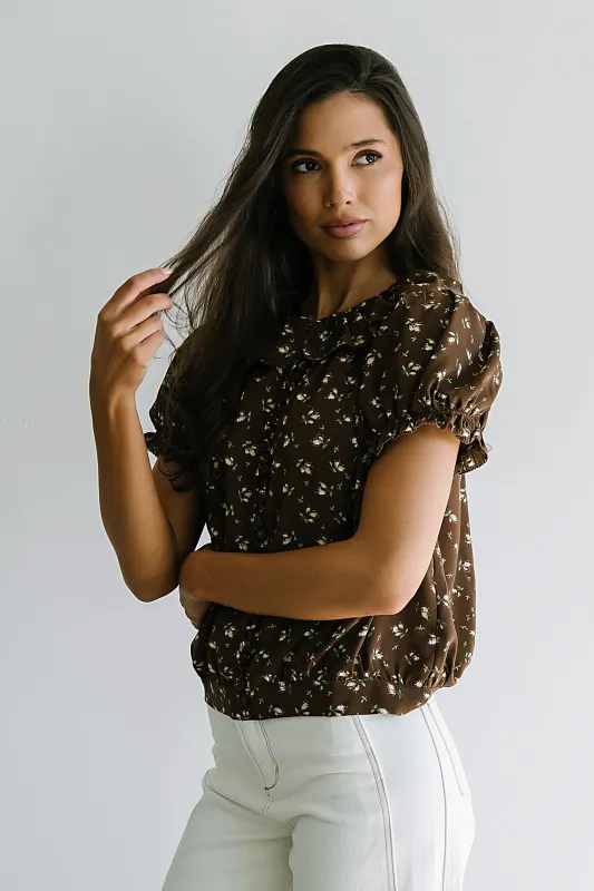 Bennie Collared Blouse in Brown sold by bohme