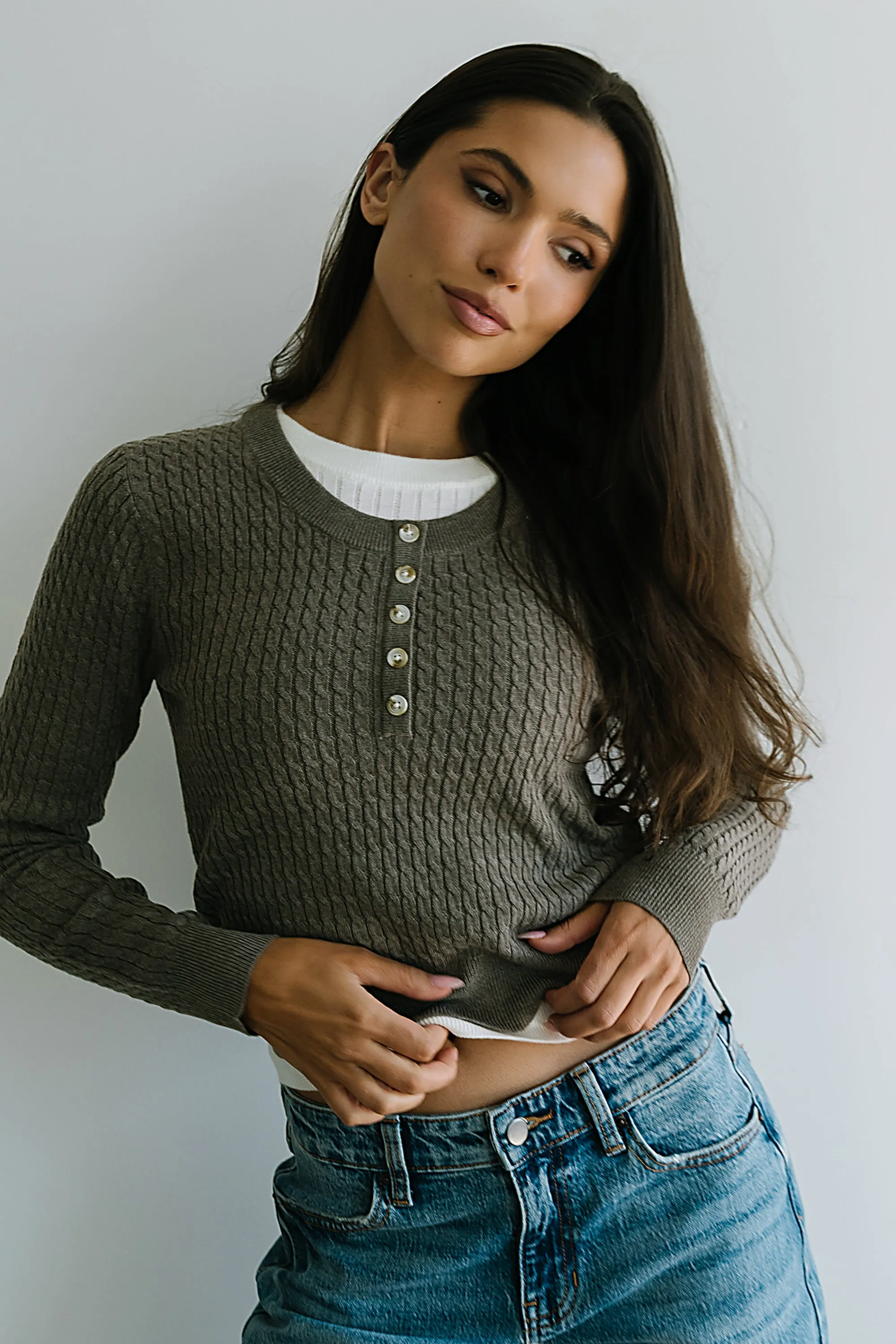 Bruce Double Layer Sweater in Taupe - FINAL SALE sold by bohme product image thumbnail 5
