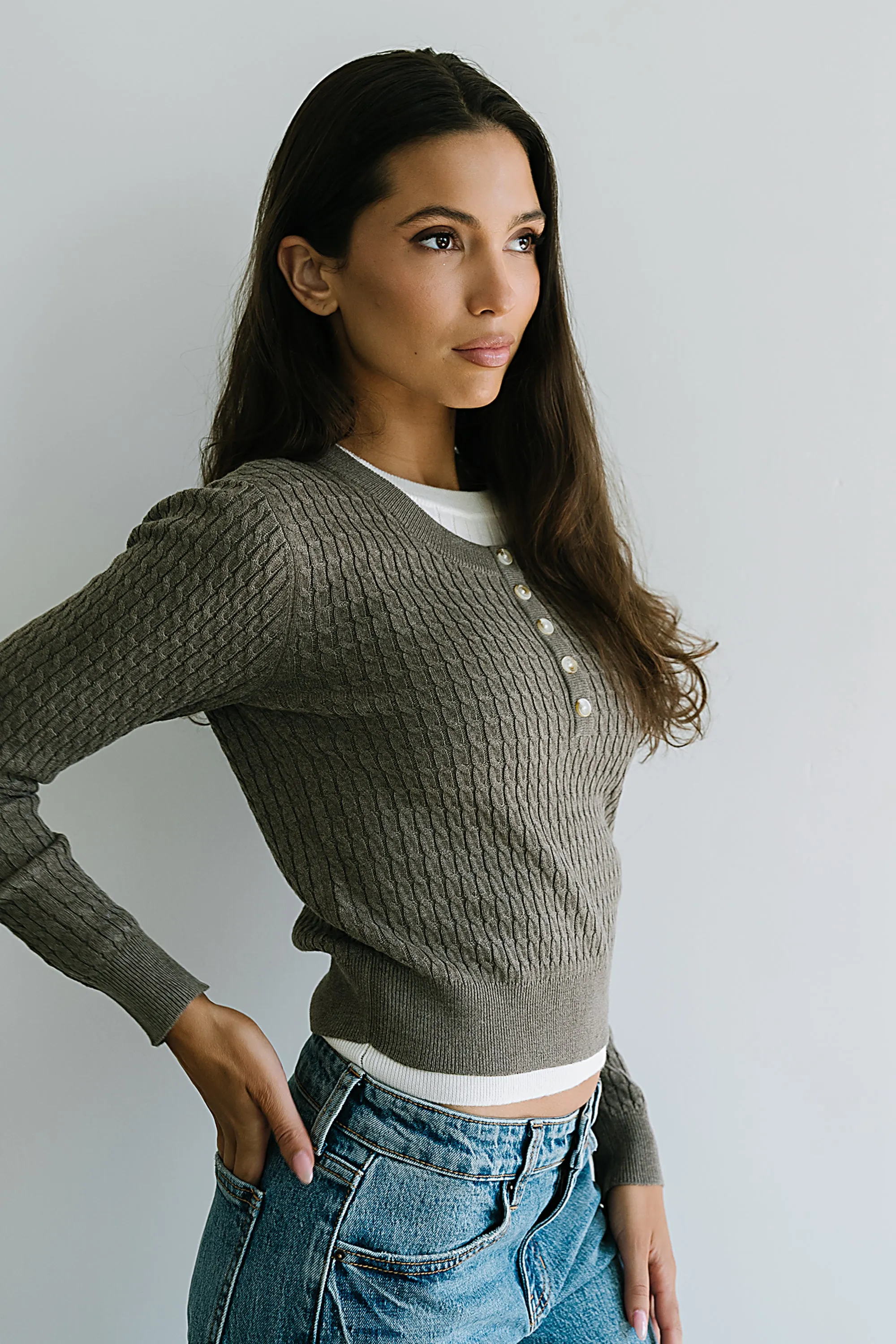 Bruce Double Layer Sweater in Taupe - FINAL SALE sold by bohme product image thumbnail 4