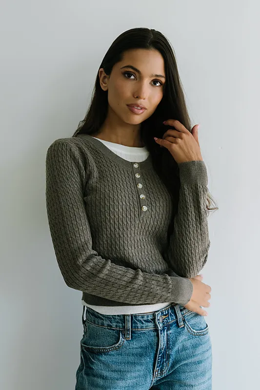 Bruce Double Layer Sweater in Taupe sold by bohme