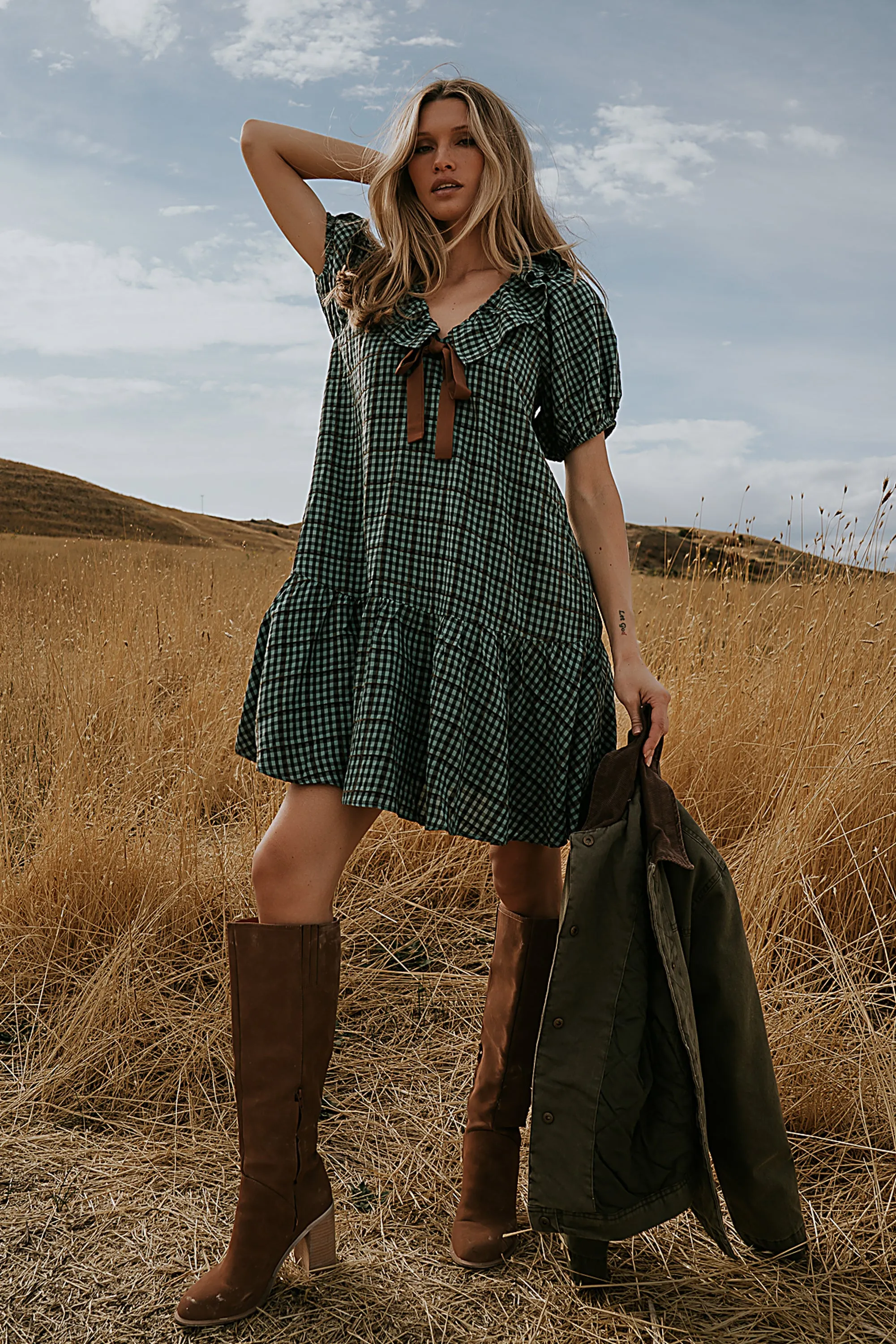 Franklin Gingham Midi Dress sold by bohme