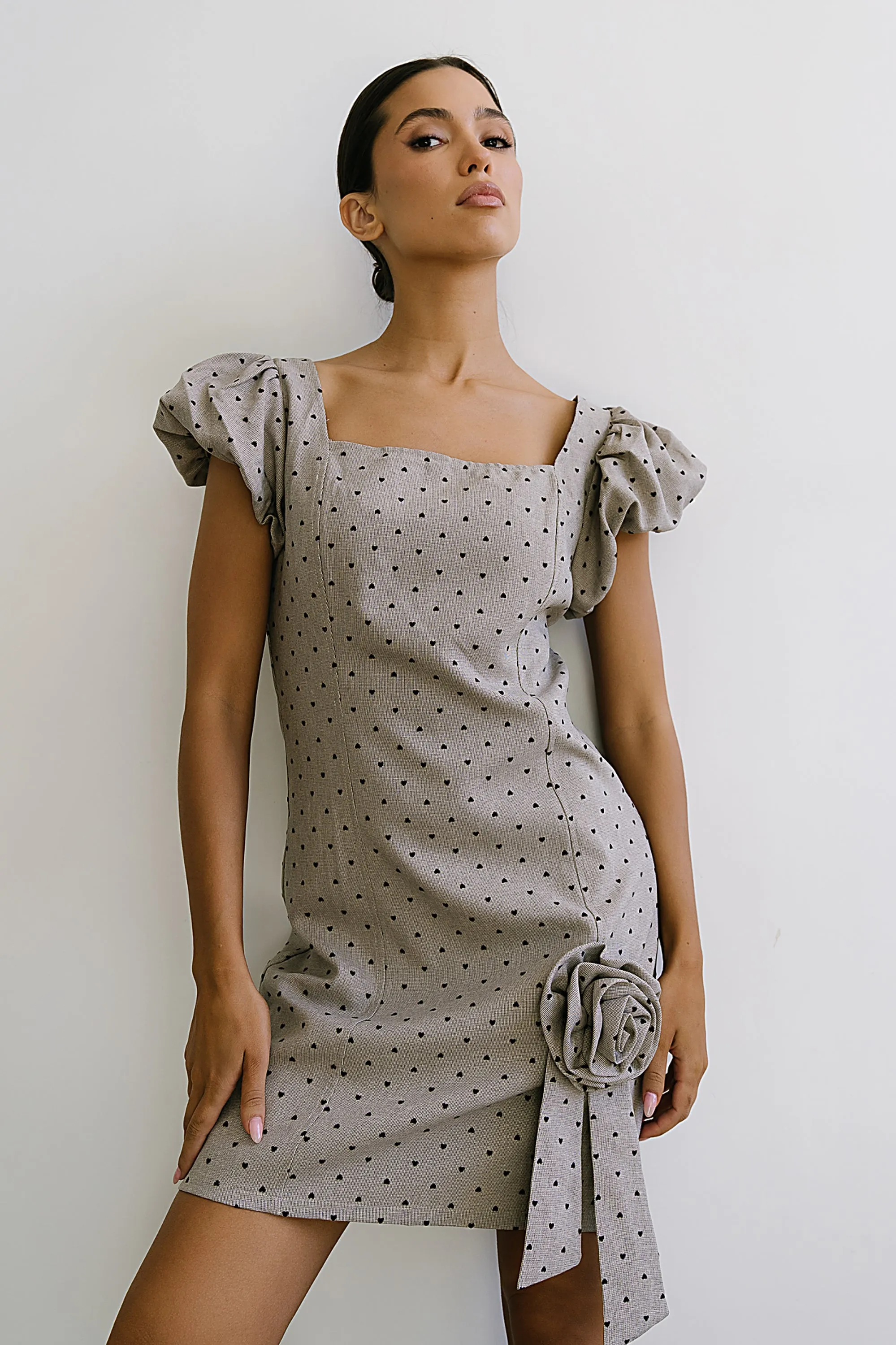 Joana Mini Dress in Taupe sold by bohme