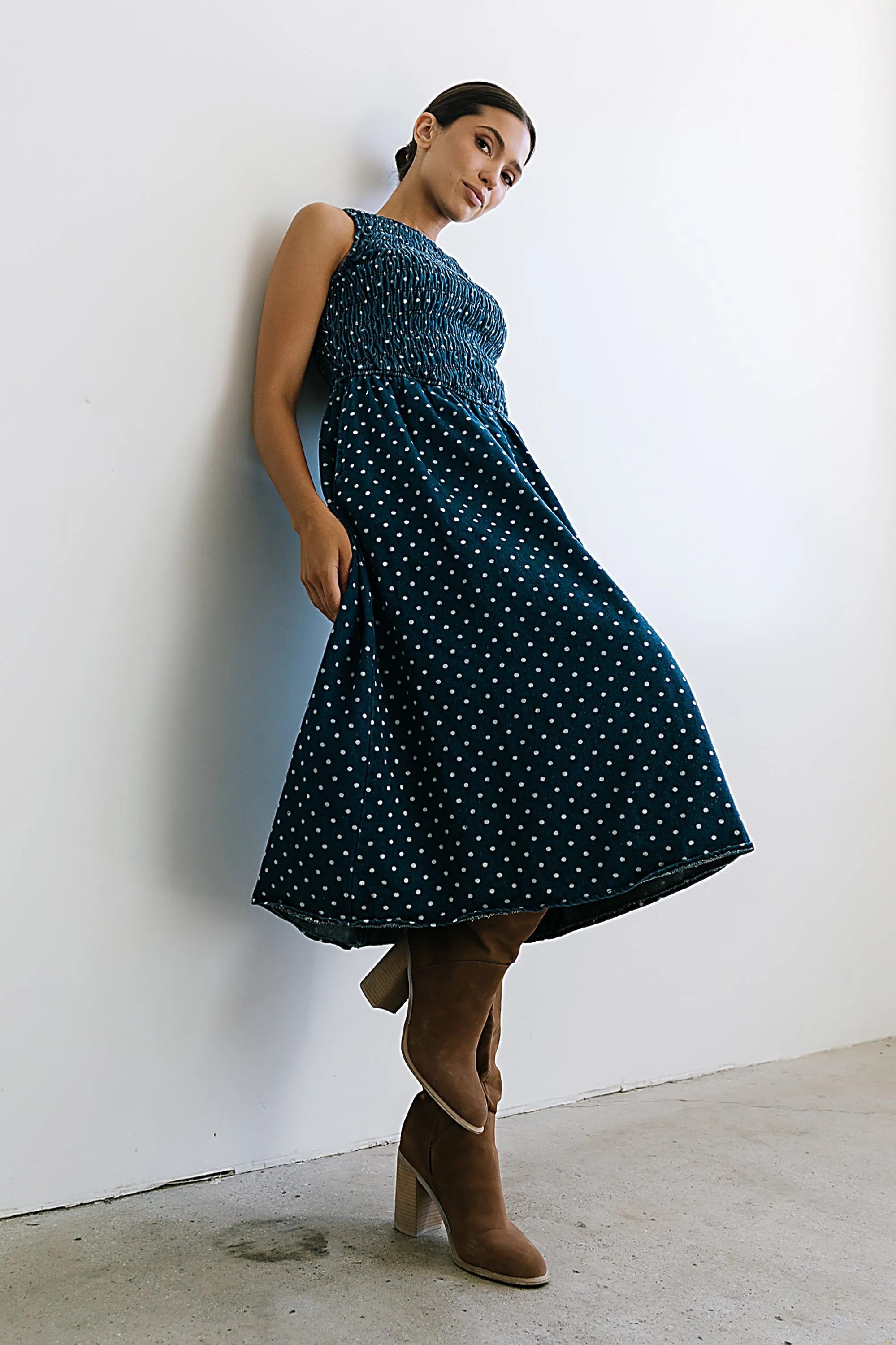 Jasmine Denim Midi Dress sold by bohme