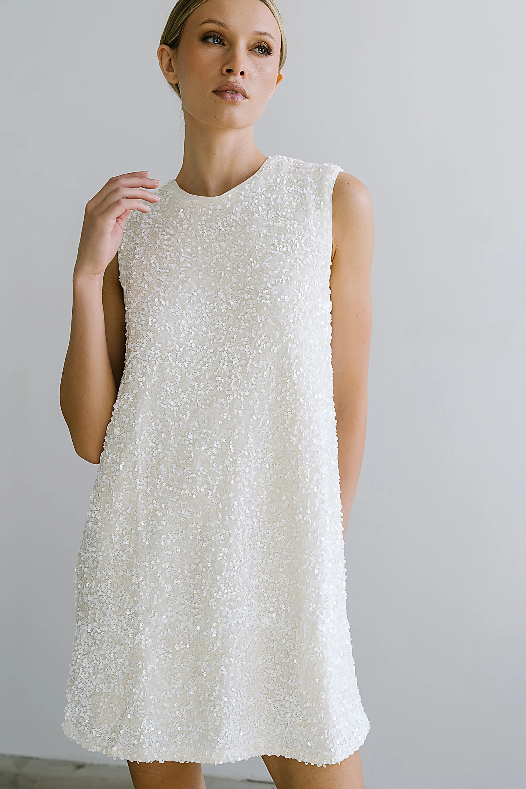 Bessie Sequin Mini Dress in Cream - FINAL SALE sold by bohme product image thumbnail 4