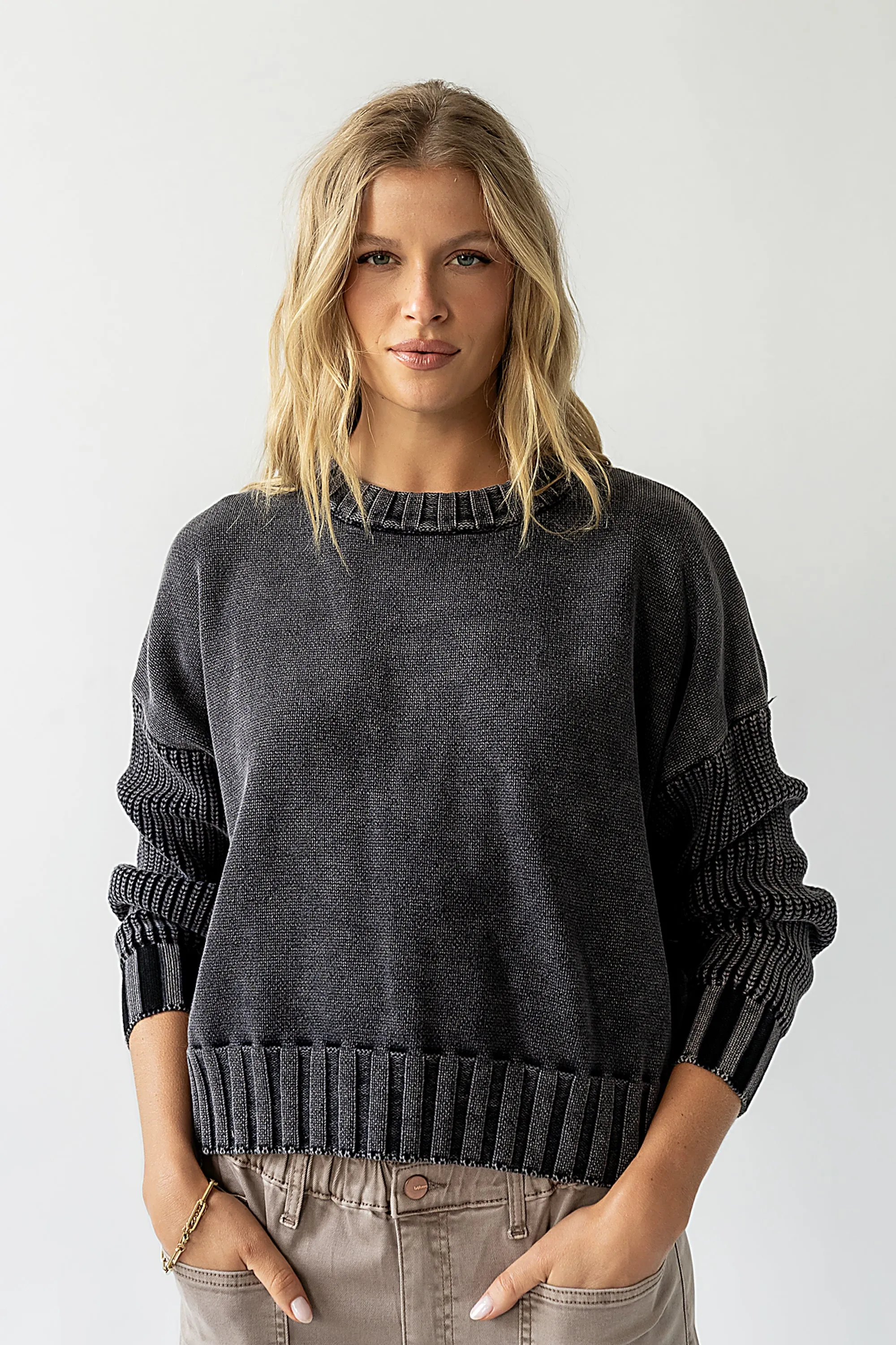 Payton Knit Sweater in Washed Black sold by bohme product image thumbnail 2