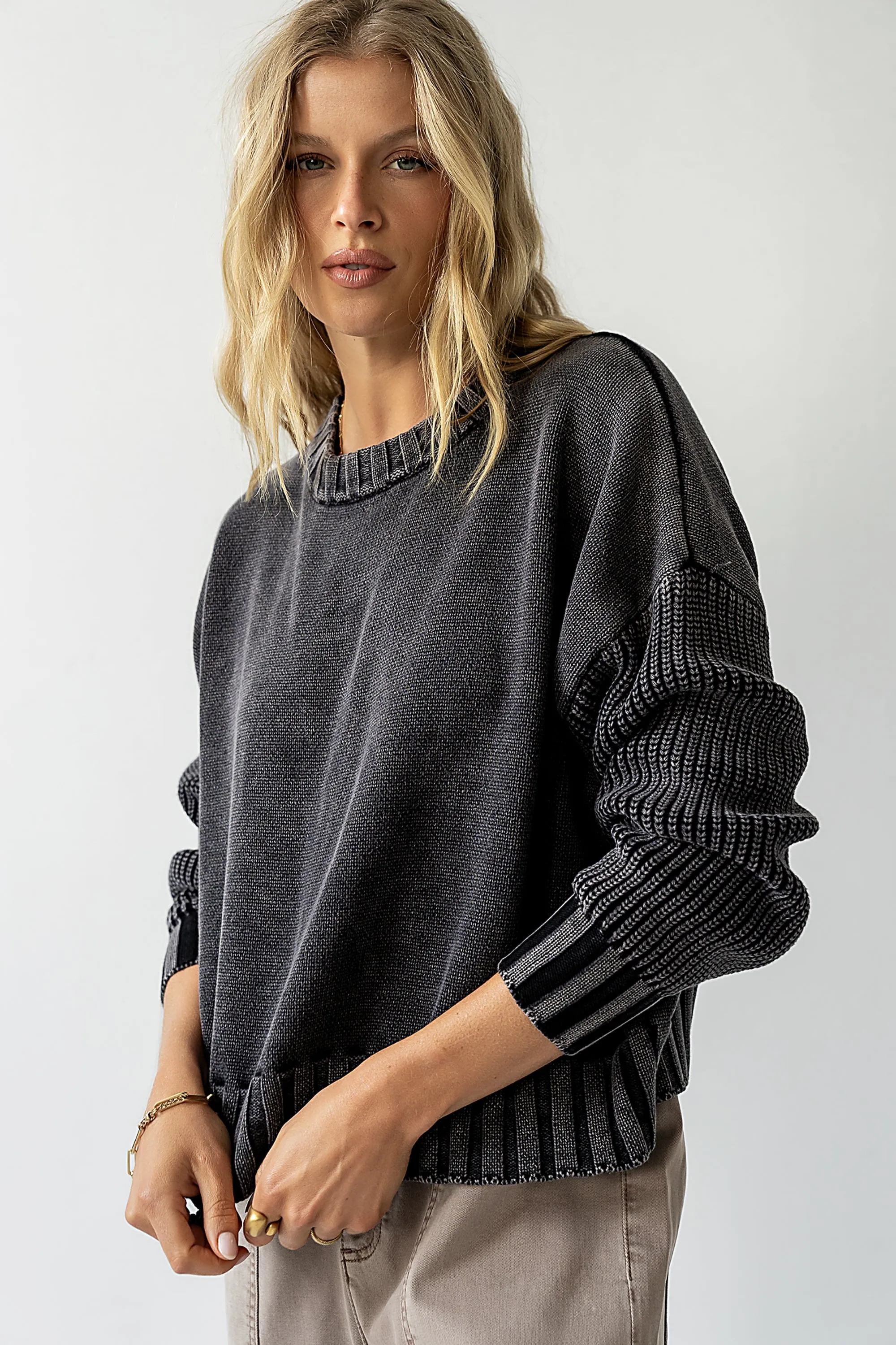 Payton Knit Sweater in Washed Black sold by bohme product image thumbnail 5