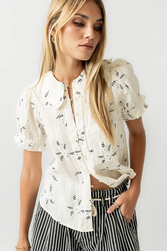 Nelly Floral Blouse in Cream sold by bohme