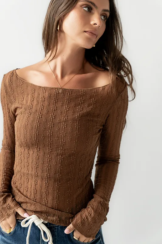 Rachel Lace Top in Camel sold by bohme