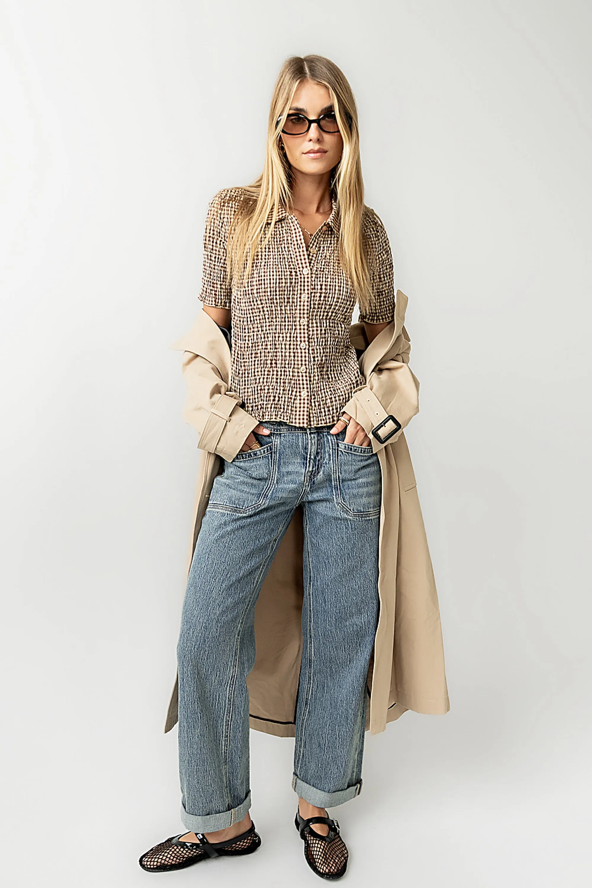 Connie Gingham Blouse in Brown sold by bohme product image thumbnail 4