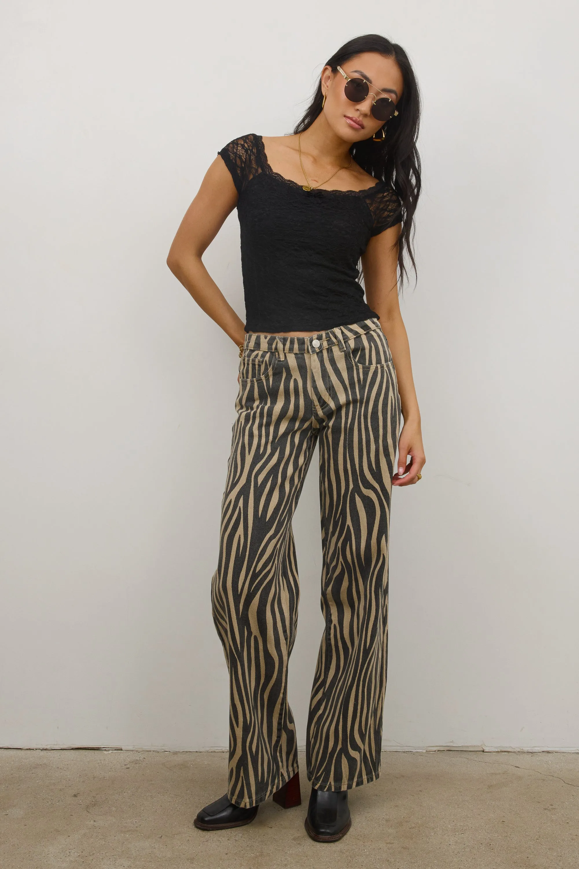 Kenzie Wide Leg Jeans in Zebra sold by bohme product image thumbnail 3