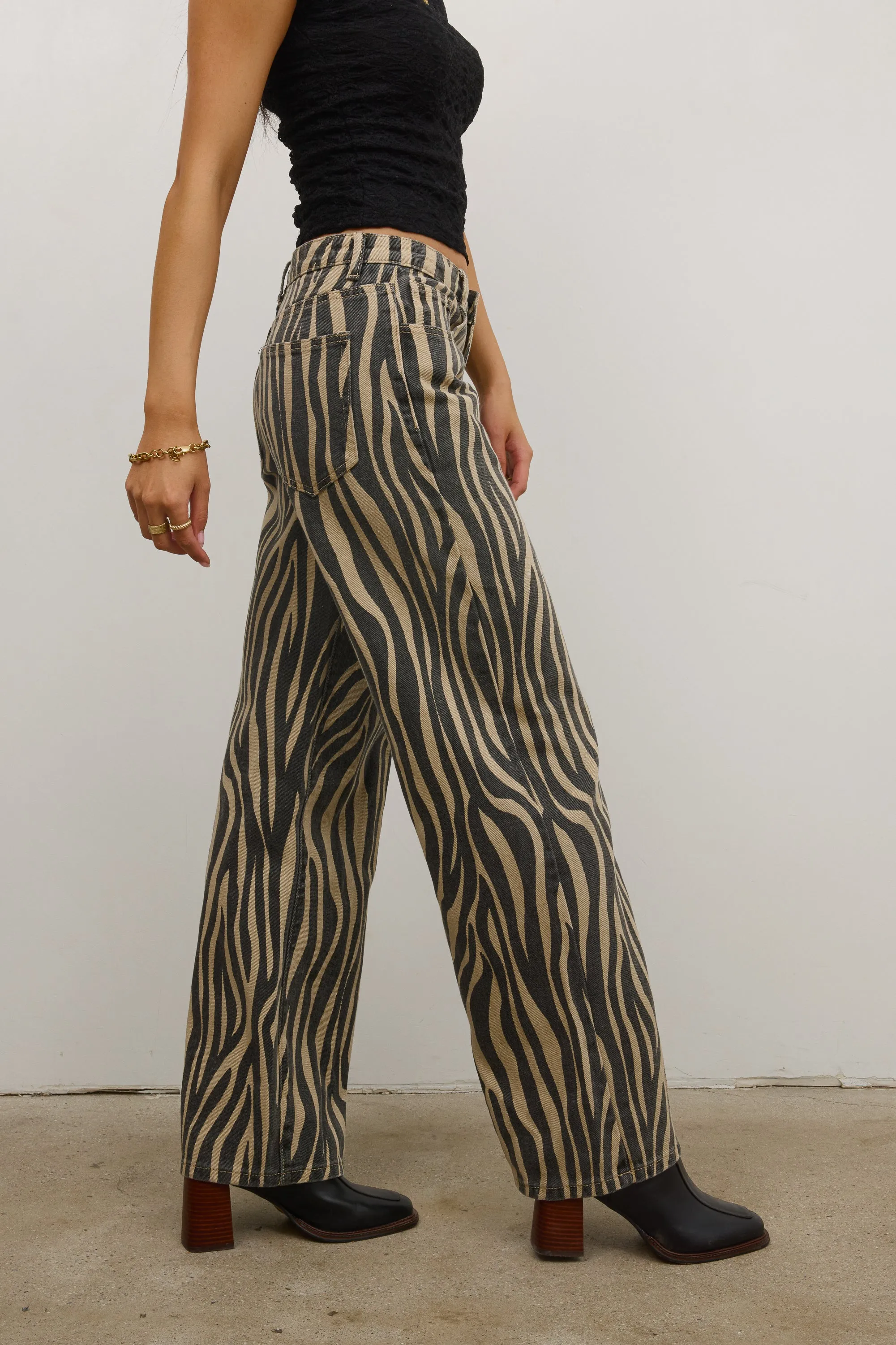 Kenzie Wide Leg Jeans in Zebra sold by bohme product image thumbnail 5