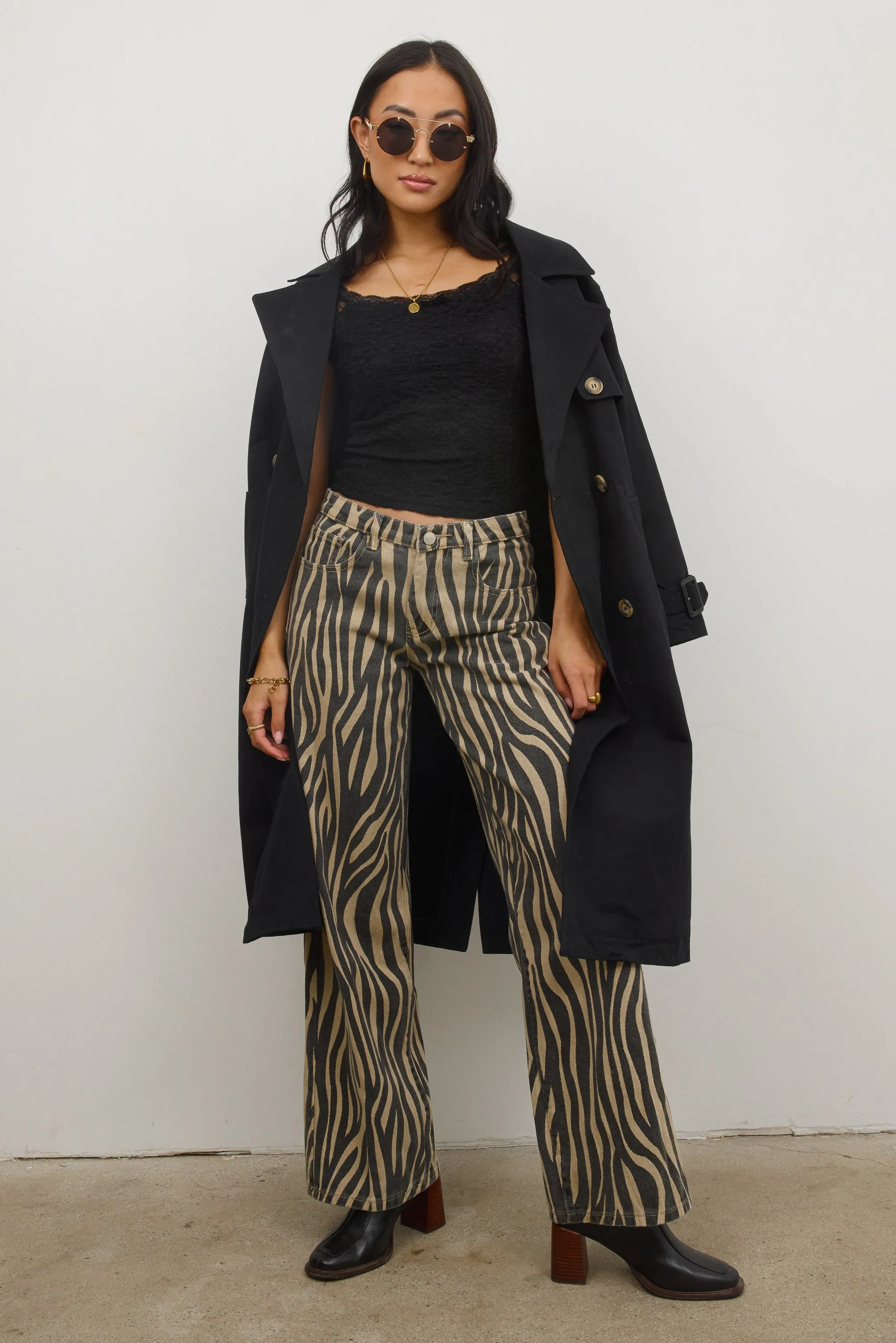 Kenzie Wide Leg Jeans in Zebra sold by bohme