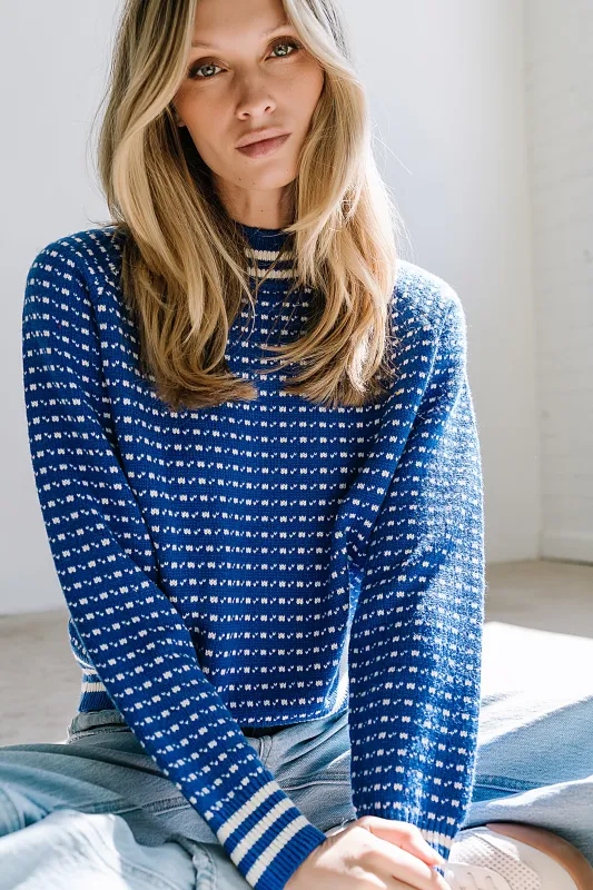 Monroe Knit Sweater in Blue sold by bohme