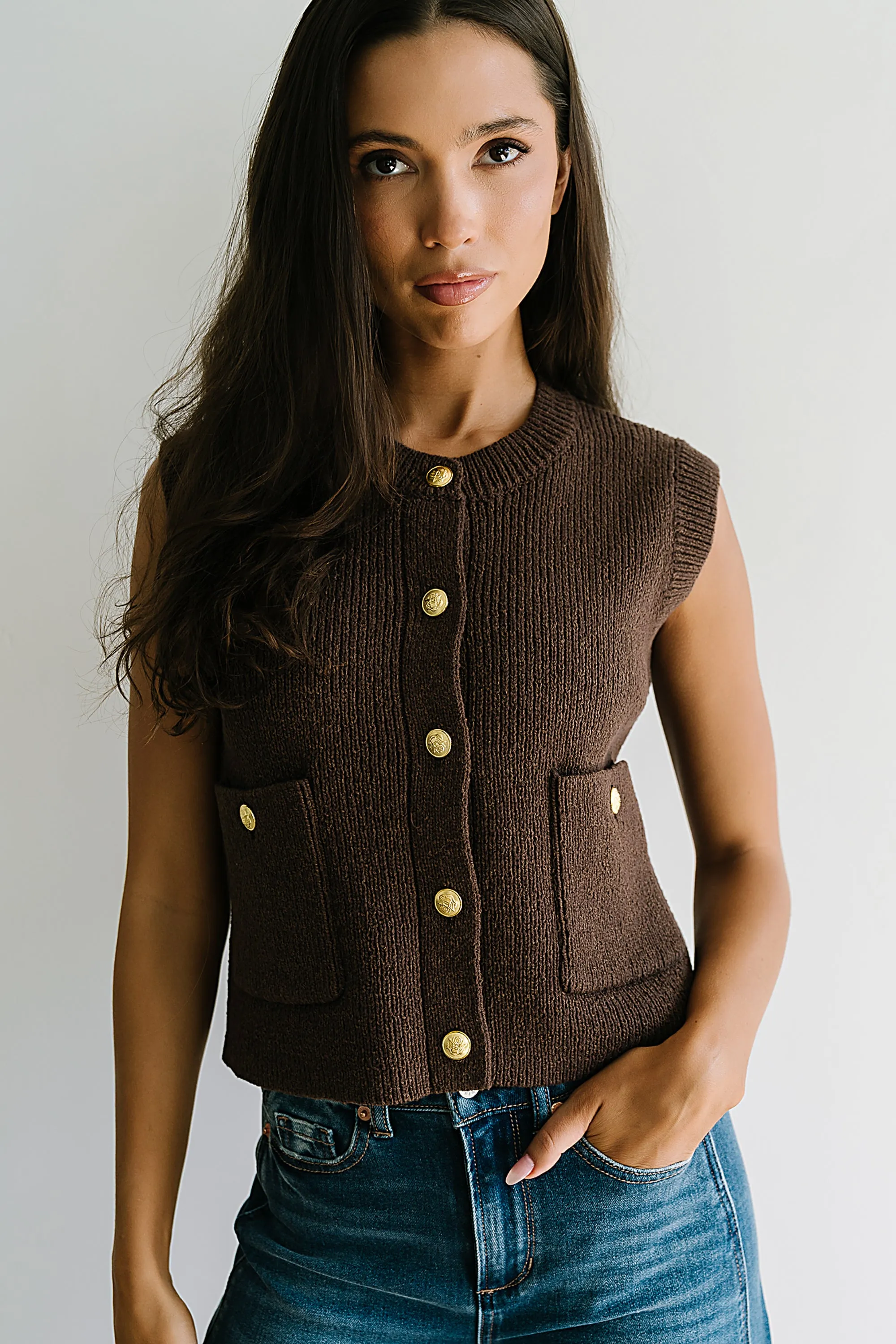Brooks Knit Vest in Brown sold by bohme