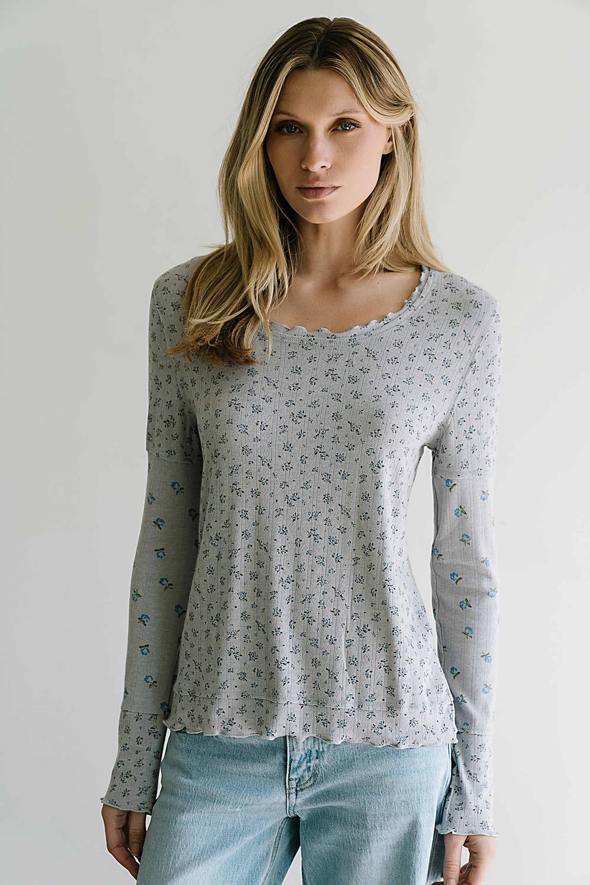 Mylo Floral Top in Heather Grey sold by bohme product image thumbnail 4