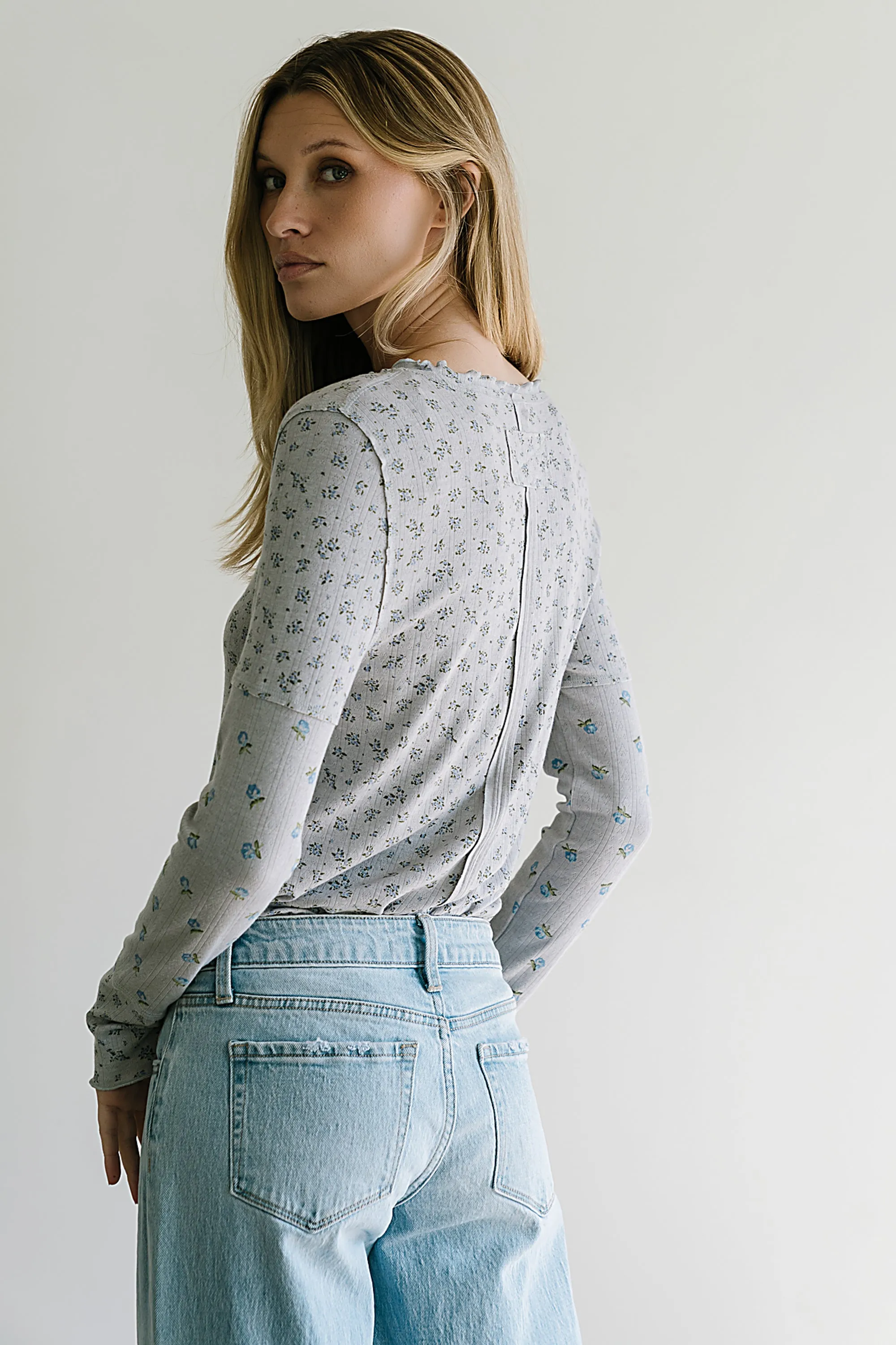 Mylo Floral Top in Heather Grey sold by bohme product image thumbnail 2