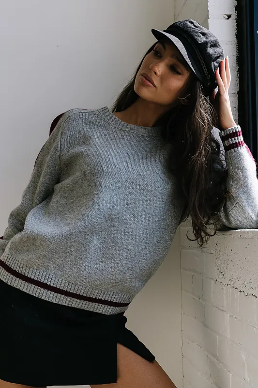 Jayce Striped Sweater in Grey sold by bohme