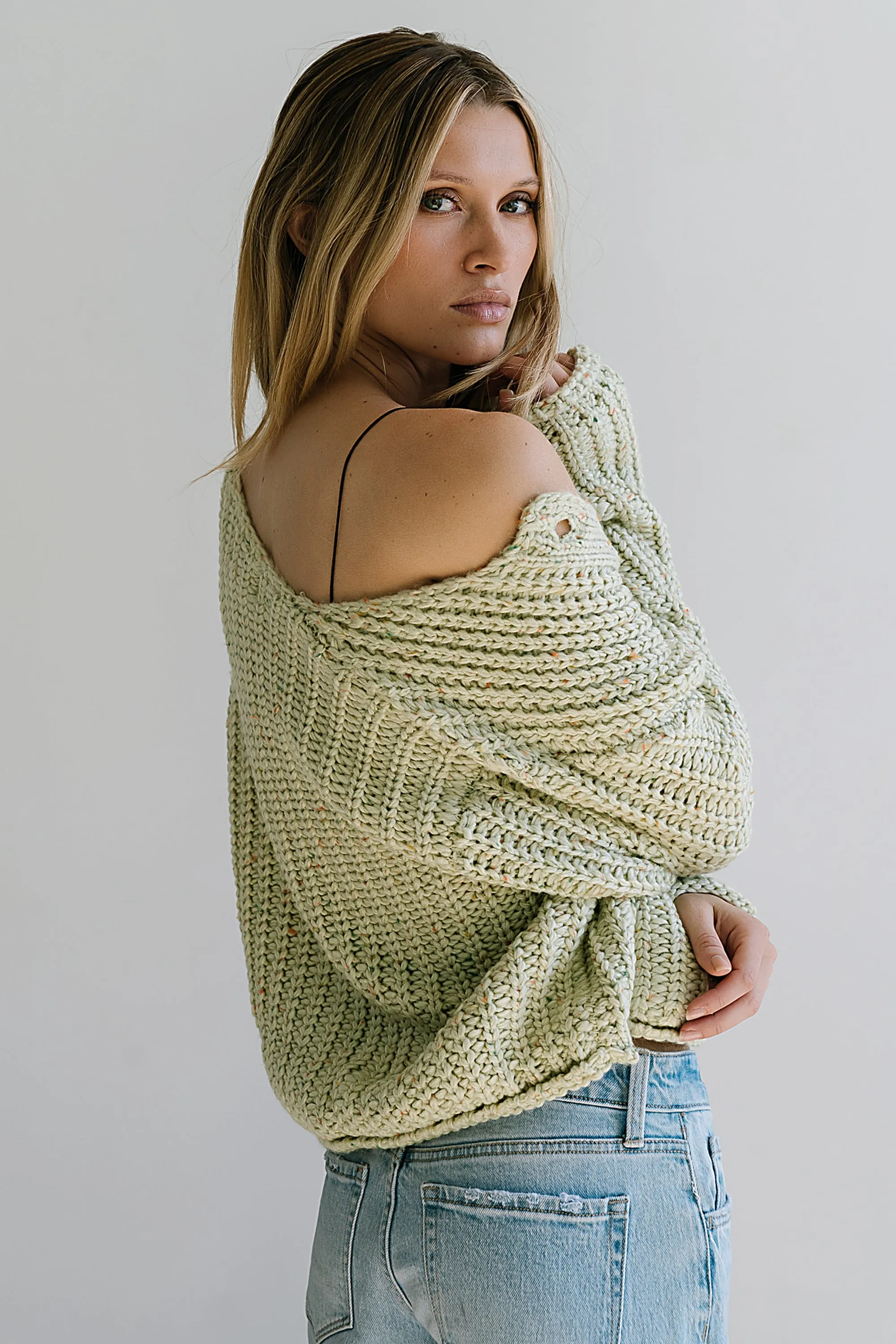 Holland Chunky Knit Cardigan in Sage - FINAL SALE sold by bohme product image thumbnail 2
