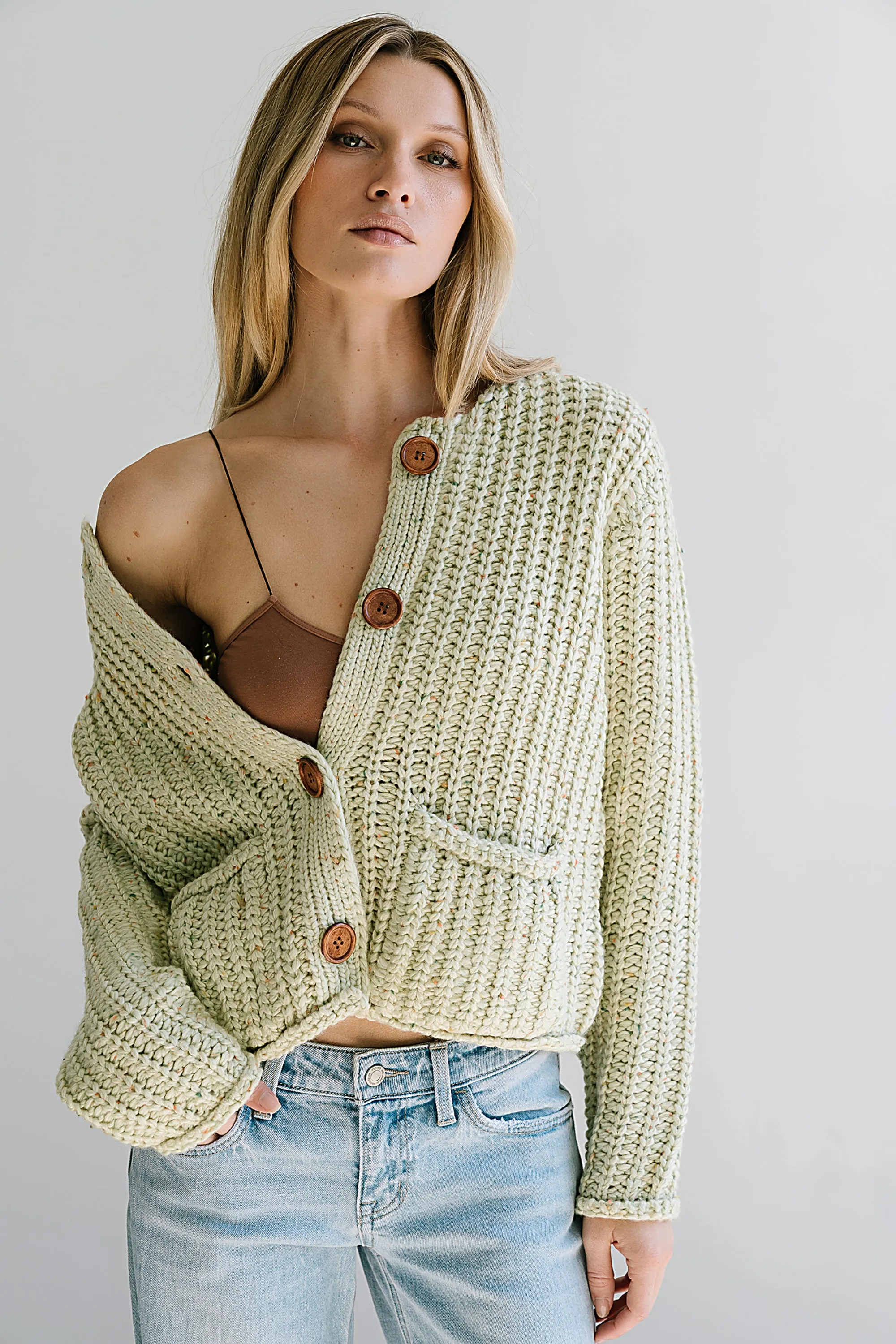 Holland Chunky Knit Cardigan in Sage - FINAL SALE sold by bohme product image thumbnail 5