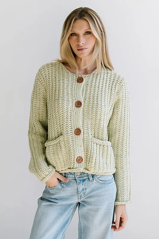Holland Chunky Knit Cardigan in Sage sold by bohme