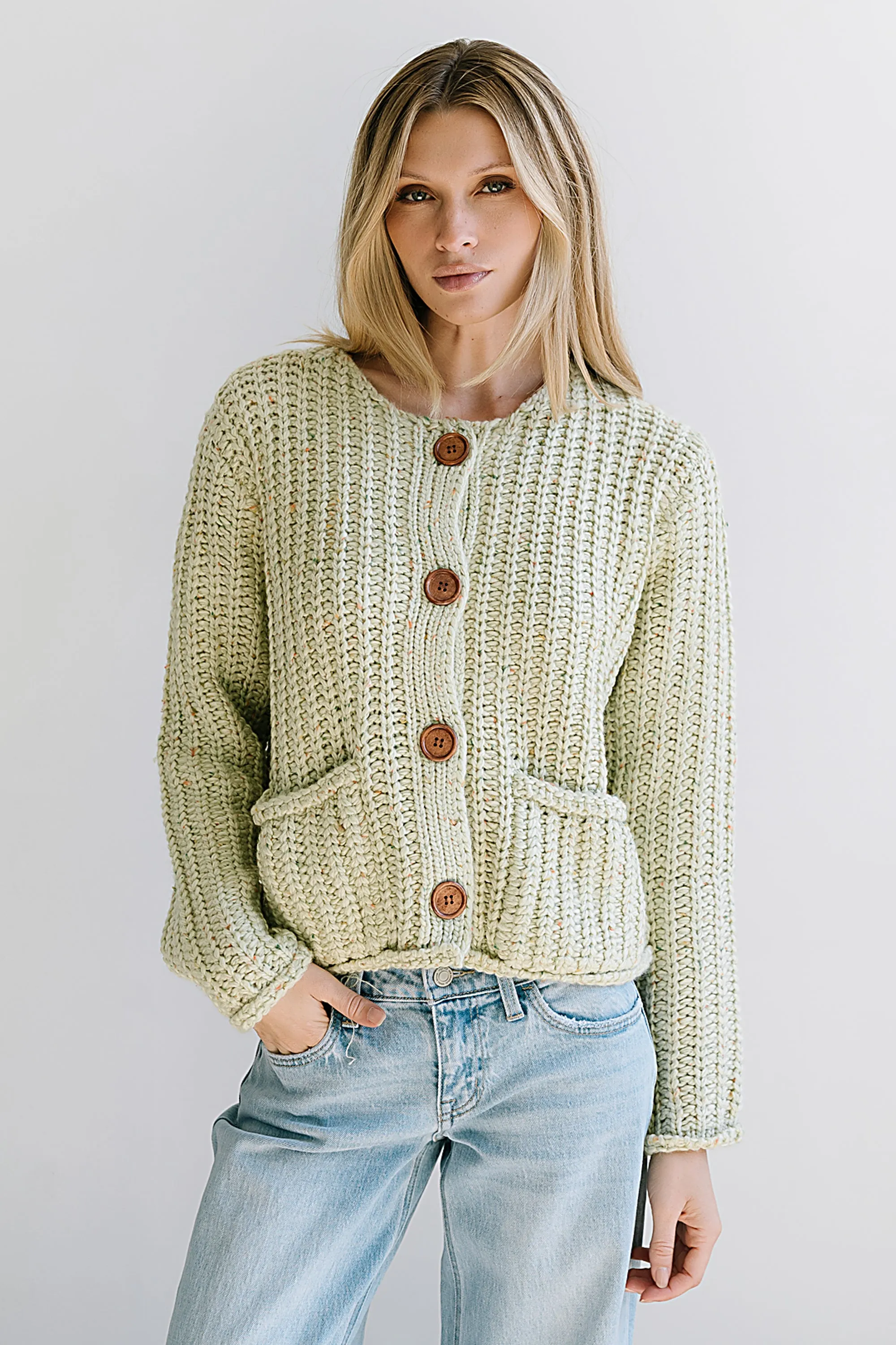 Holland Chunky Knit Cardigan in Sage - FINAL SALE sold by bohme