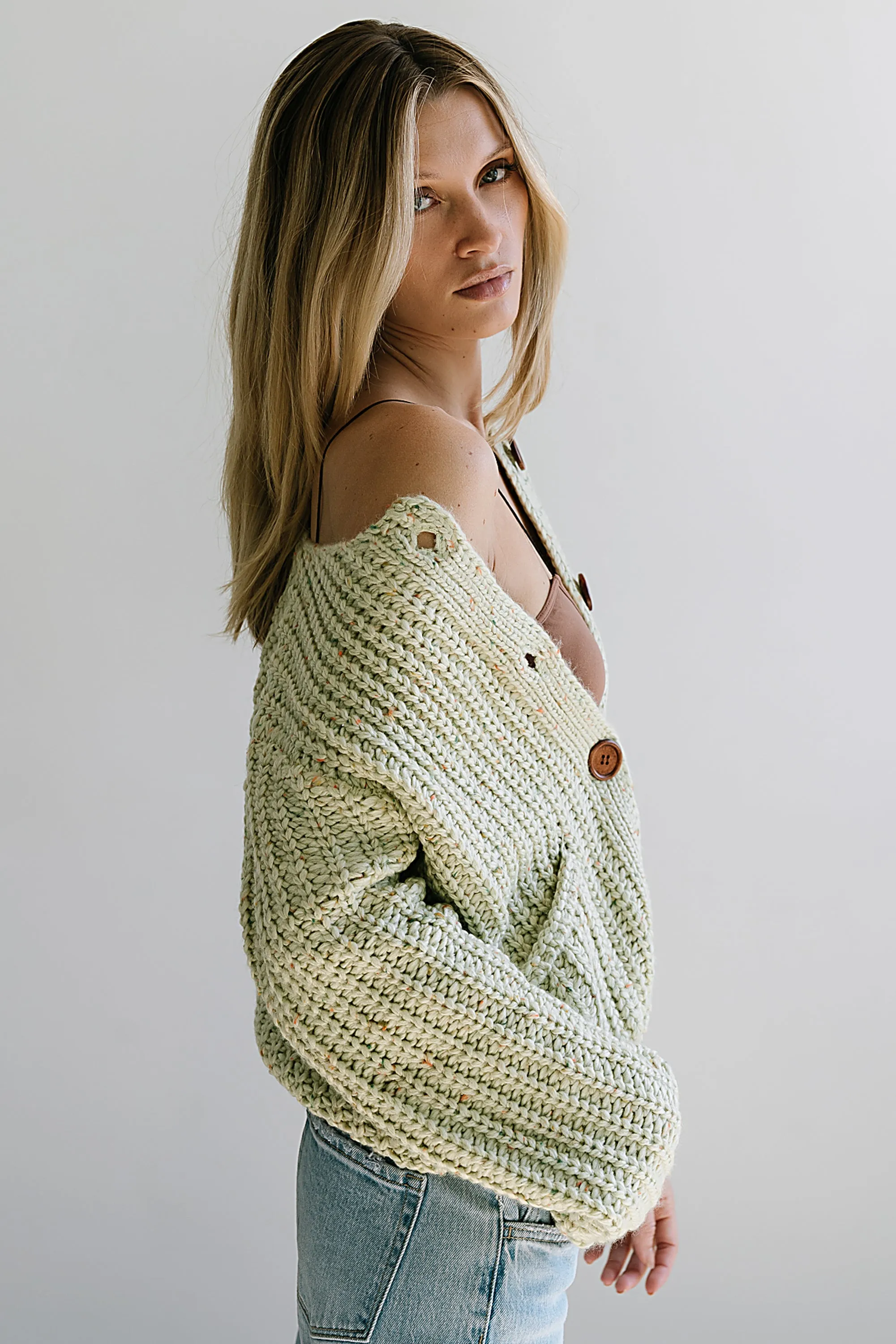 Holland Chunky Knit Cardigan in Sage - FINAL SALE sold by bohme product image thumbnail 4