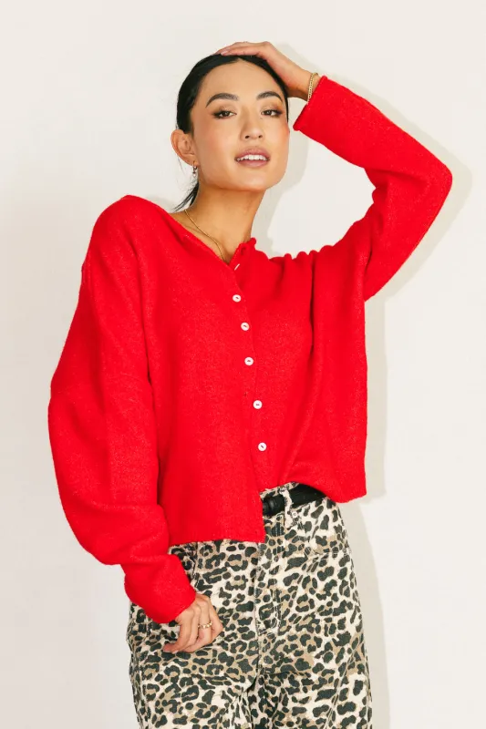 Maci Cardigan in Red sold by bohme