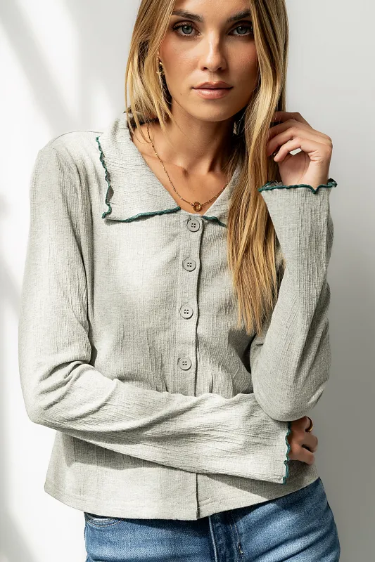 Jazmine Contrast Sweater in Grey sold by bohme