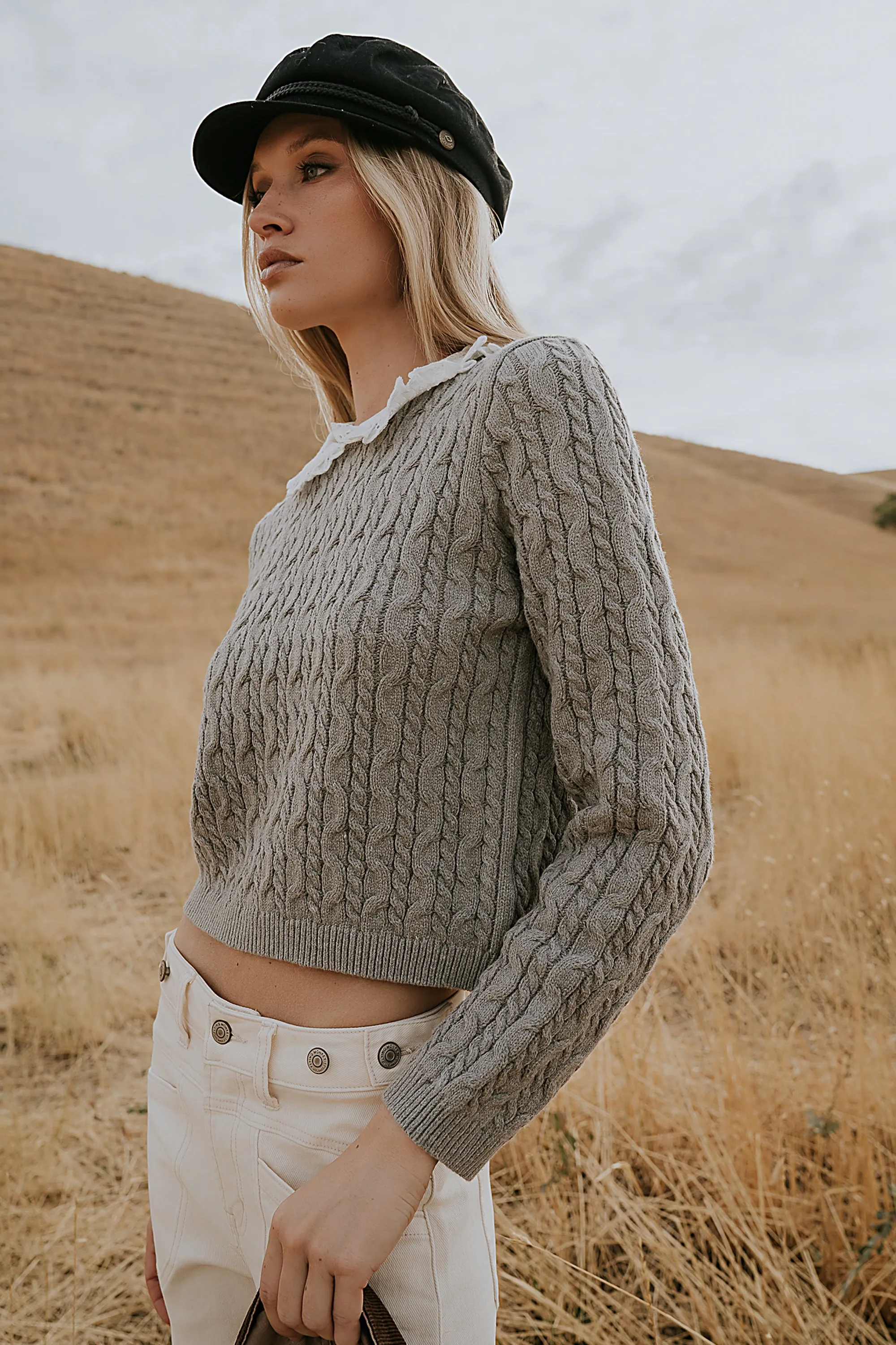 Hayley Collared Sweater in Grey - FINAL SALE sold by bohme product image thumbnail 4