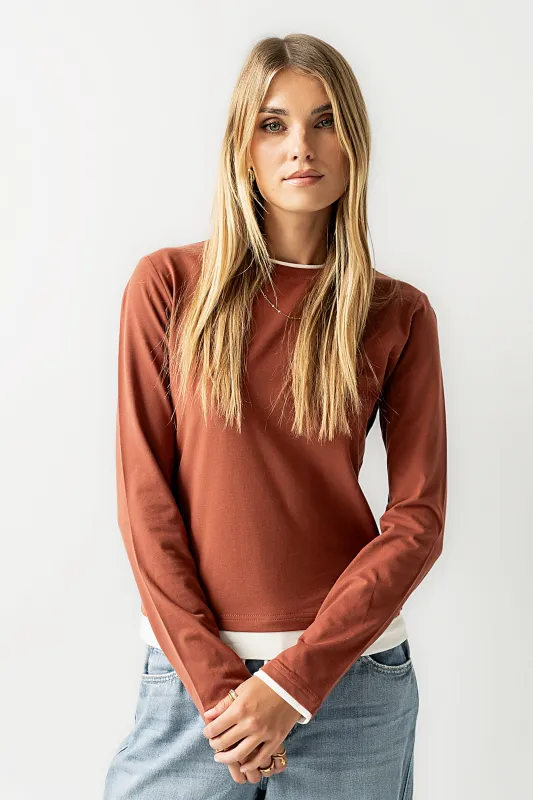 Destiny Double Layer Top in Rust sold by bohme