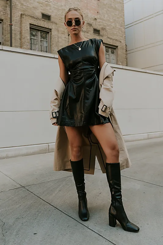 Xiomara Vegan Leather Mini Dress sold by bohme