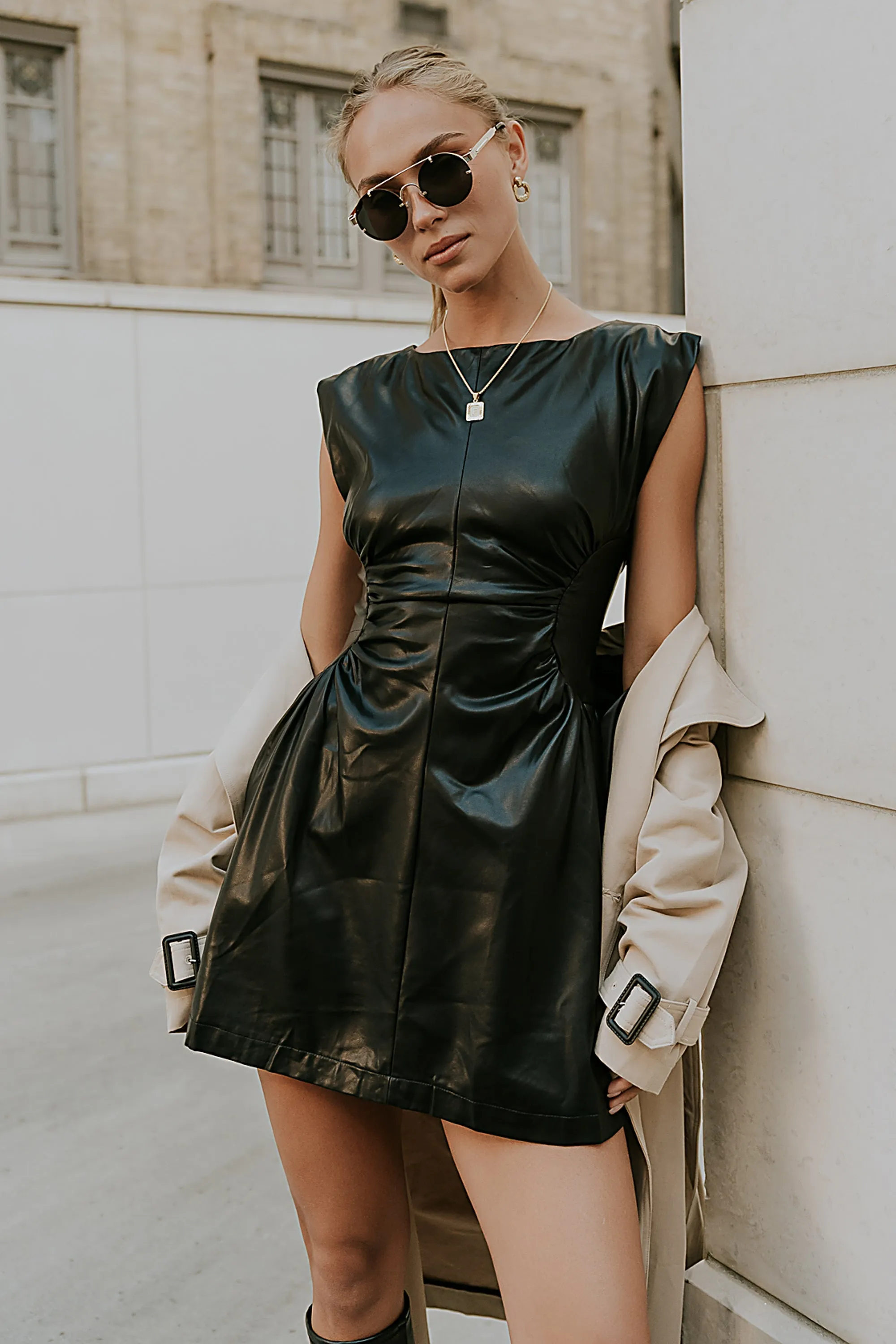 Xiomara Vegan Leather Mini Dress - FINAL SALE sold by bohme product image thumbnail 3