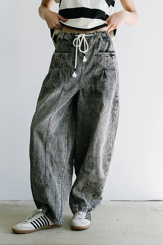 Kamryn Tapered Baggy Jeans in Grey sold by bohme