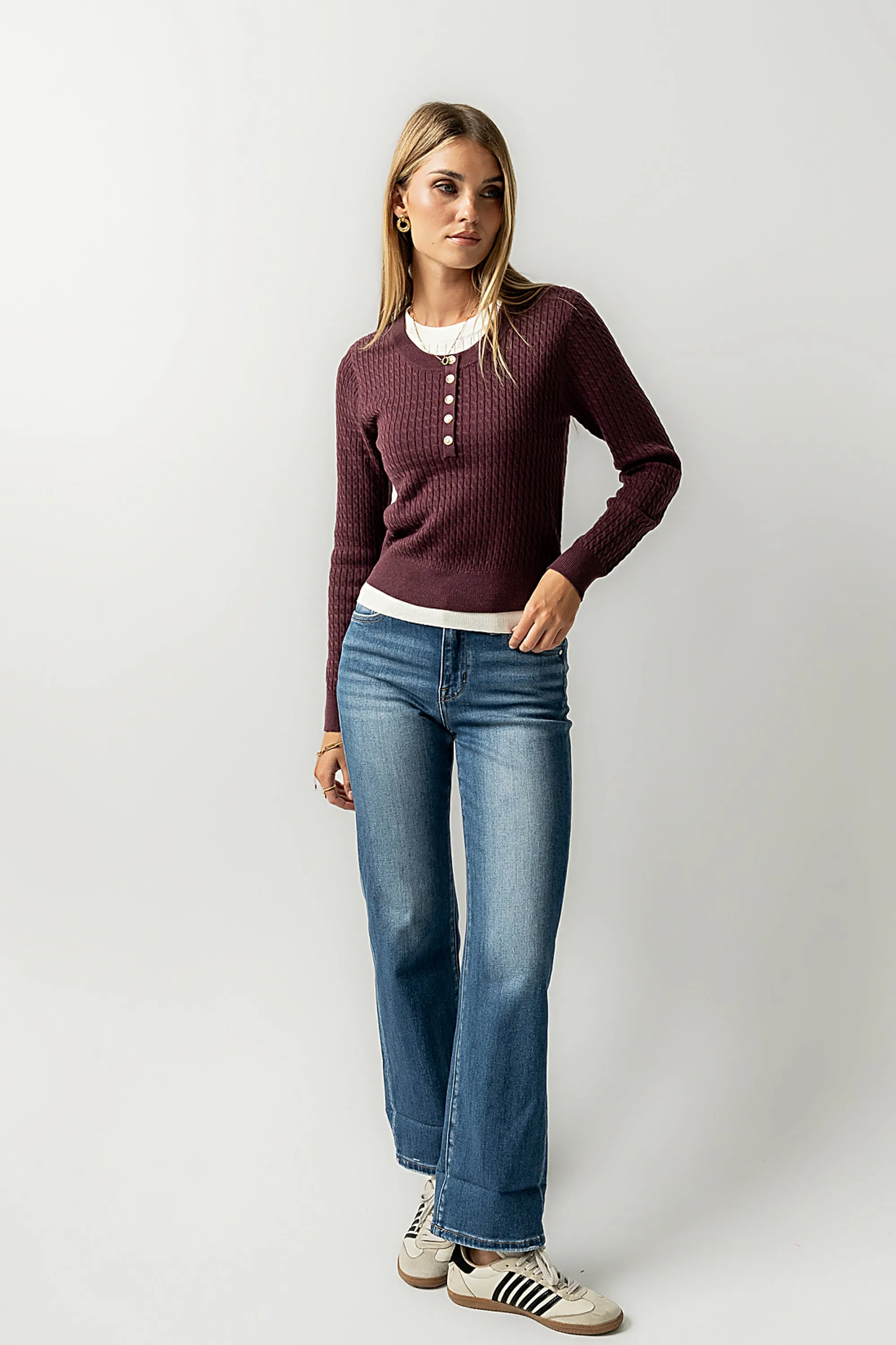 Bruce Double Layer Sweater in Plum - FINAL SALE sold by bohme product image thumbnail 4