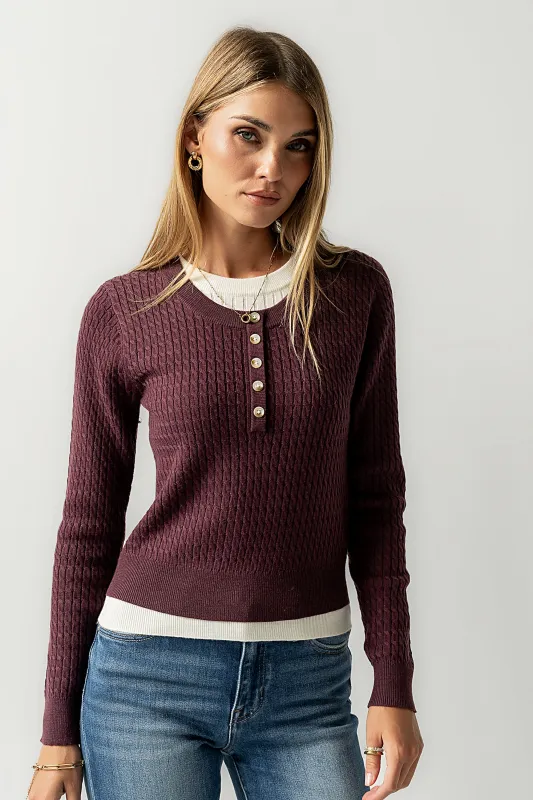 Bruce Double Layer Sweater in Plum sold by bohme