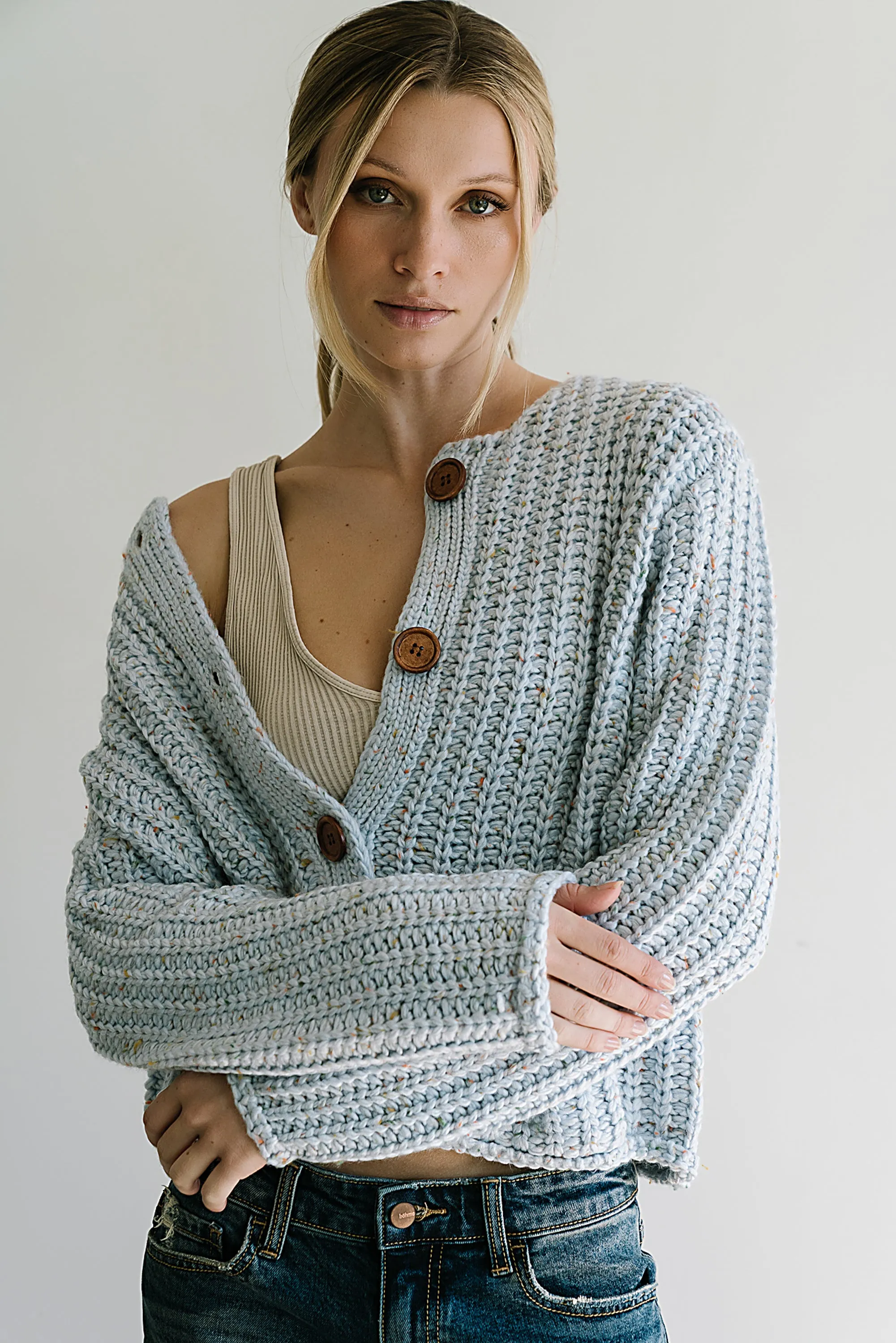 Holland Chunky Knit Cardigan in Blue sold by bohme product image thumbnail 5