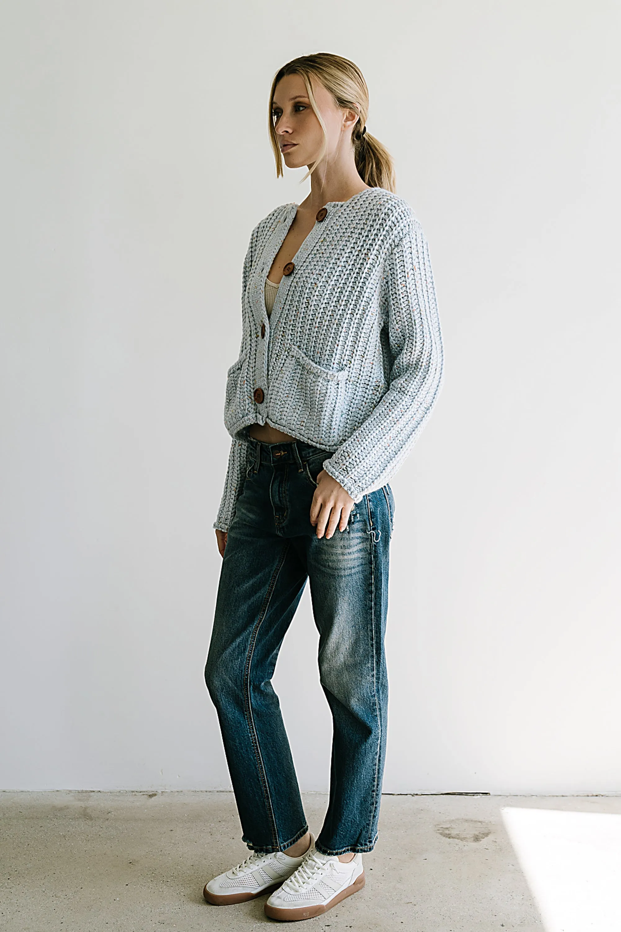 Holland Chunky Knit Cardigan in Blue sold by bohme product image thumbnail 4