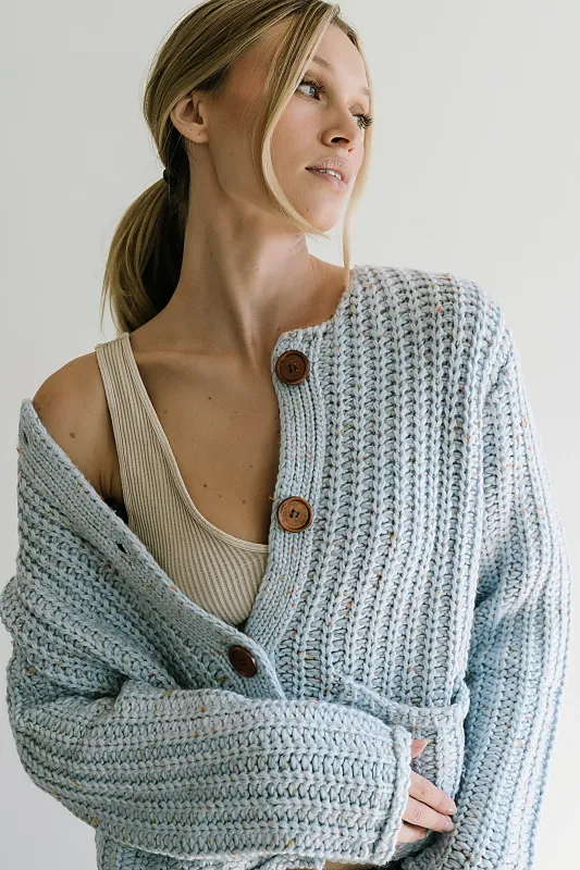 Holland Chunky Knit Cardigan in Blue sold by bohme