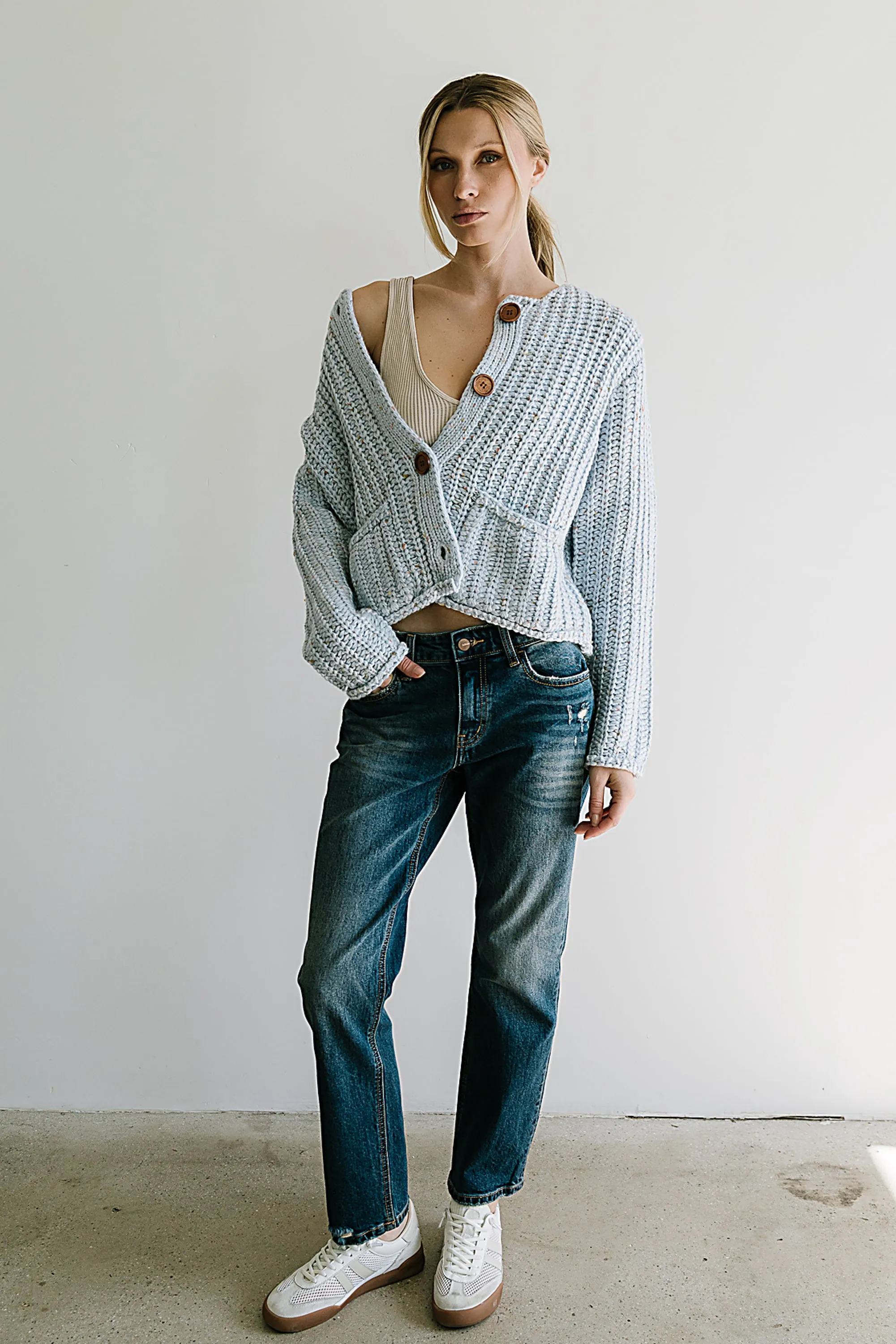 Holland Chunky Knit Cardigan in Blue sold by bohme product image thumbnail 2