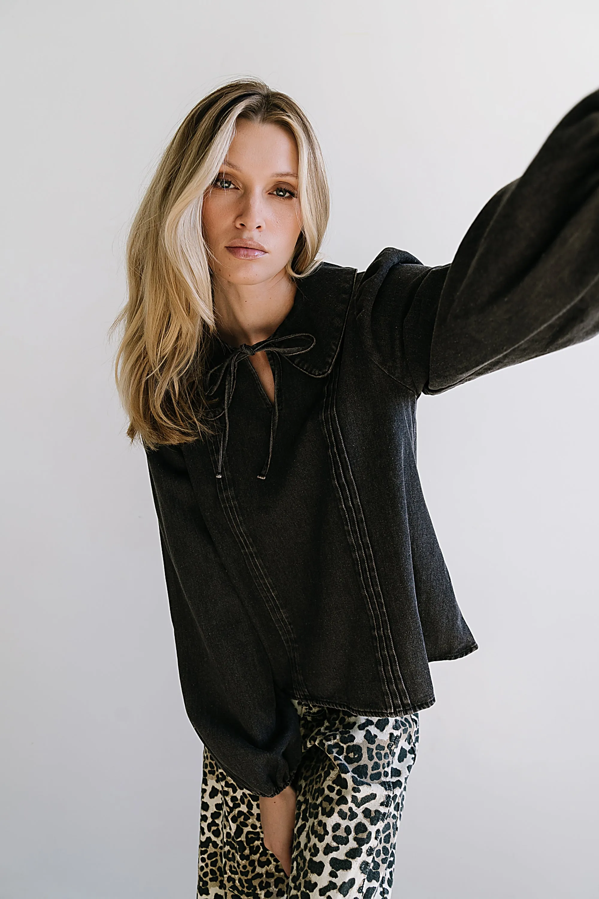 Monique Pleated Blouse in Black sold by bohme product image thumbnail 4