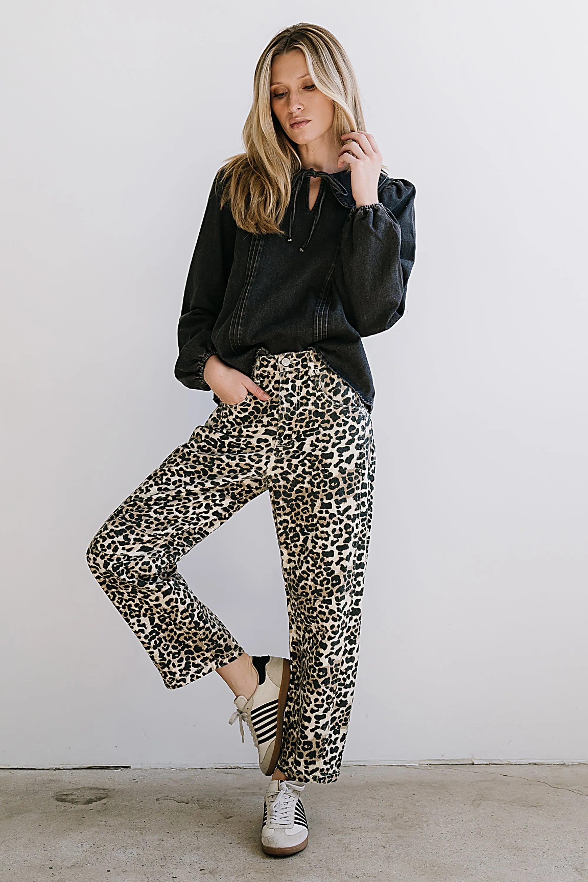 Monique Pleated Blouse in Black sold by bohme