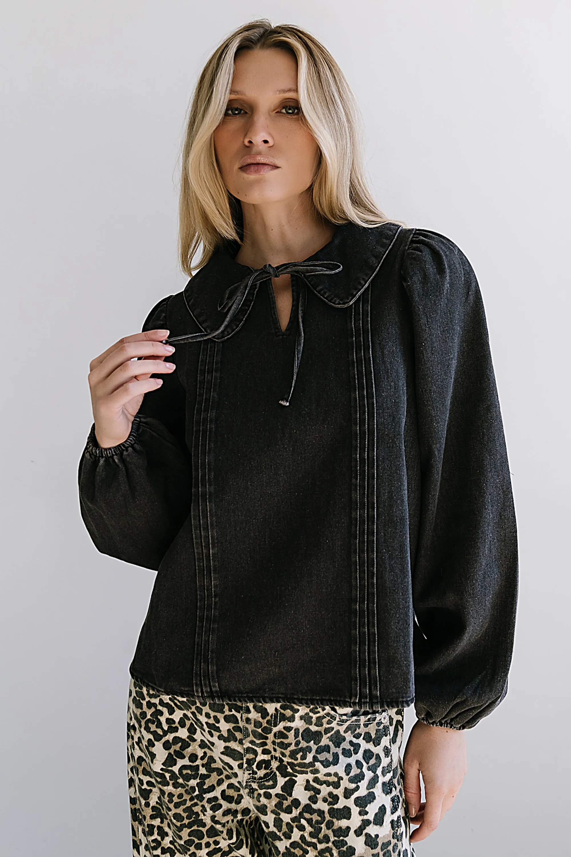 Monique Pleated Blouse in Black sold by bohme product image thumbnail 5