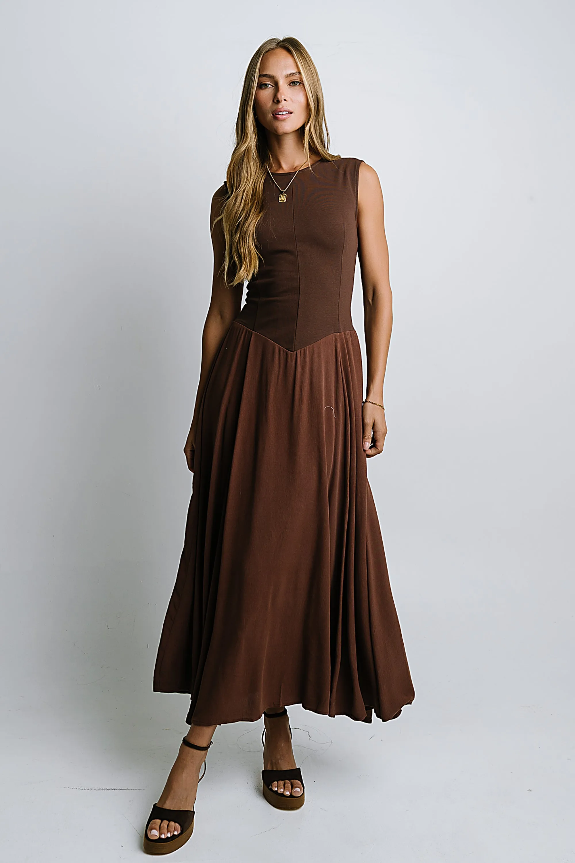 Charles Maxi Dress in Red-Brown sold by bohme