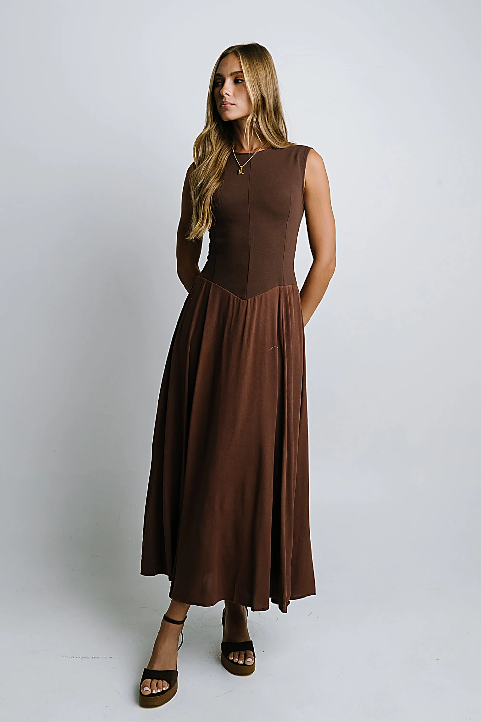 Charles Maxi Dress in Red-Brown sold by bohme product image thumbnail 4