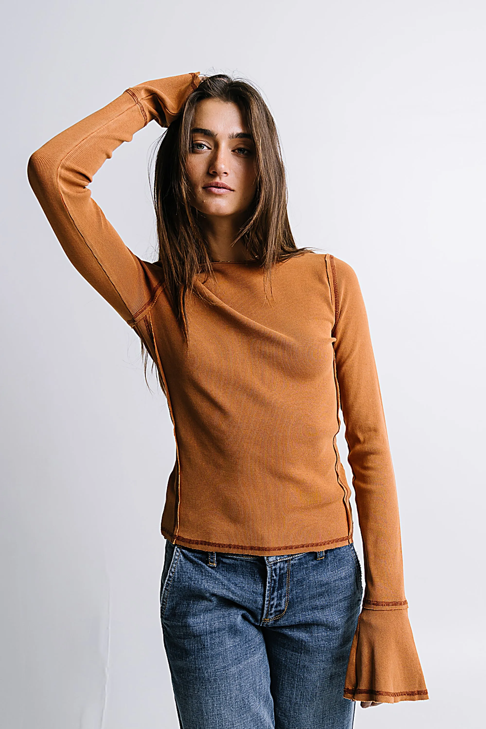 Toby Ribbed Top in Rust sold by bohme product image thumbnail 4