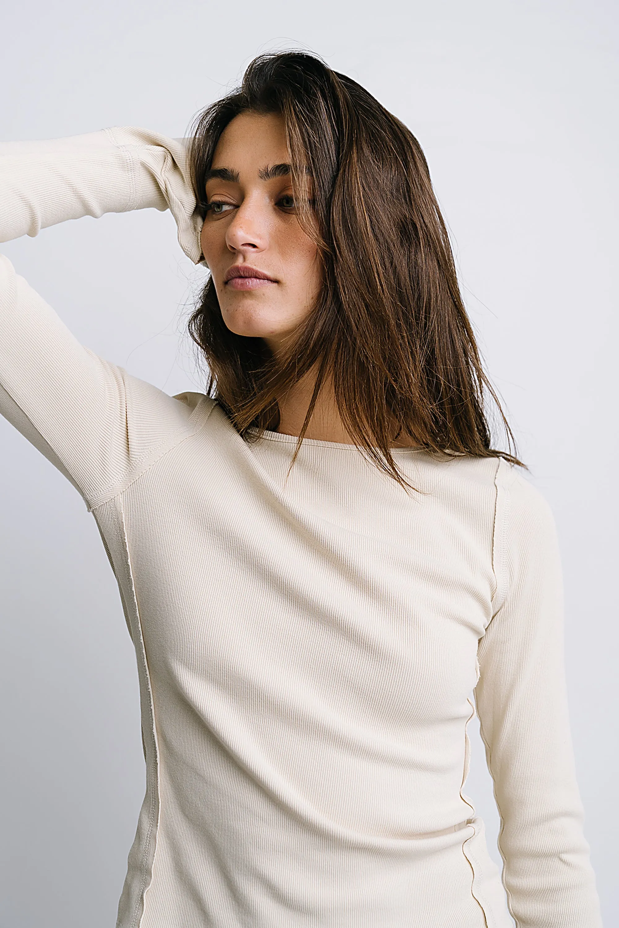 Toby Ribbed Top in Bone sold by bohme product image thumbnail 3