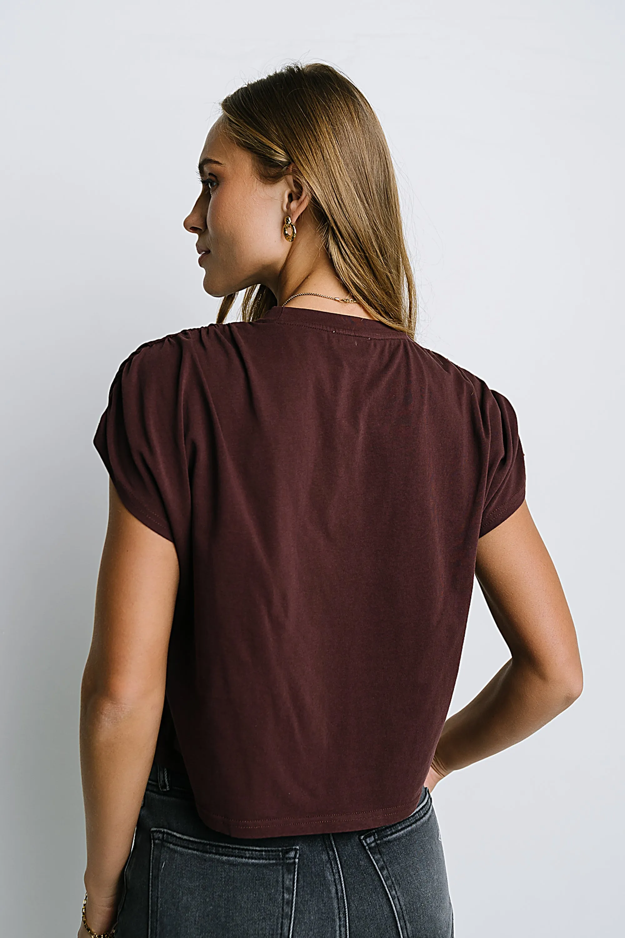 Noelle Ruched Top in Red-Brown sold by bohme product image thumbnail 5