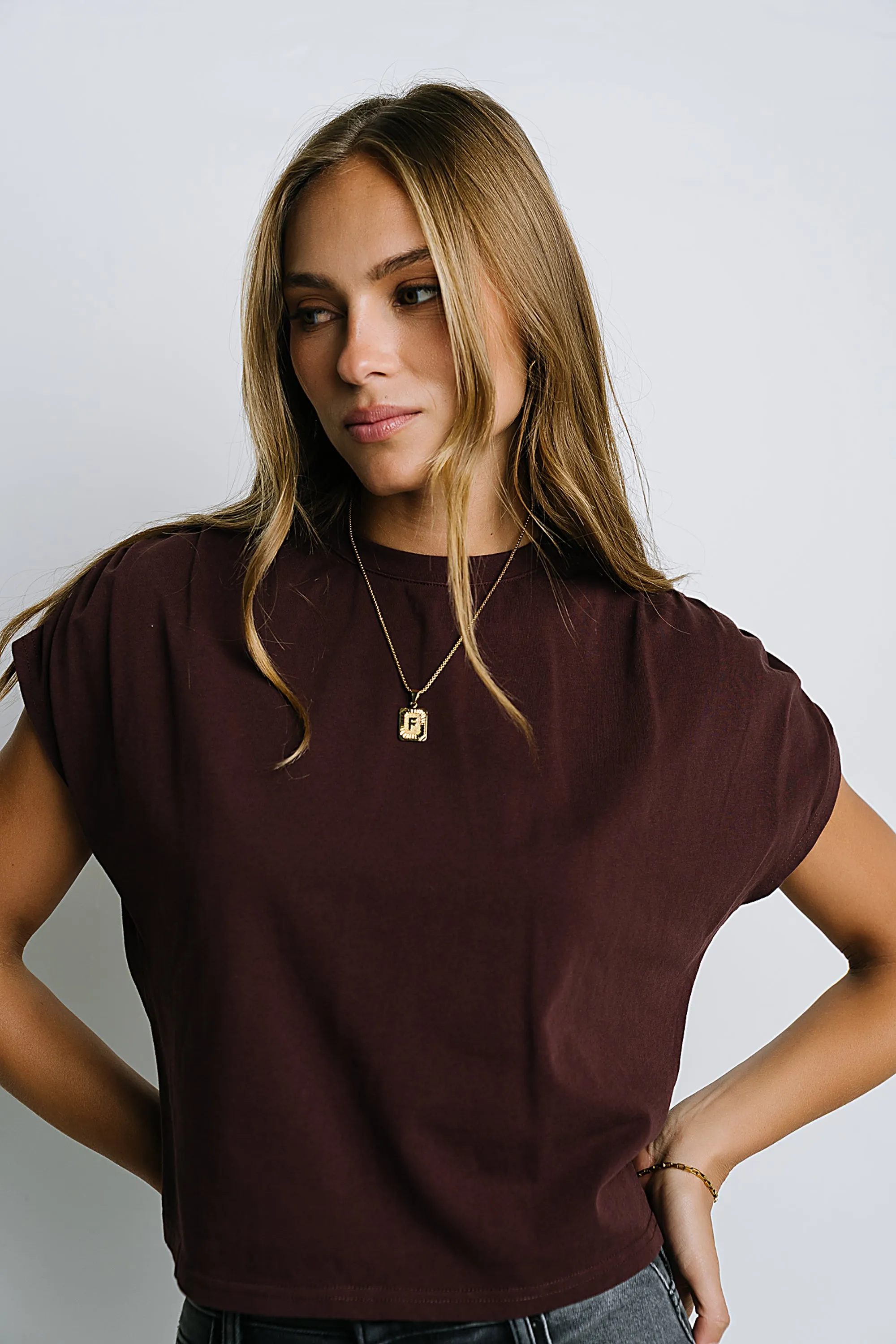 Noelle Ruched Top in Red-Brown sold by bohme product image thumbnail 4