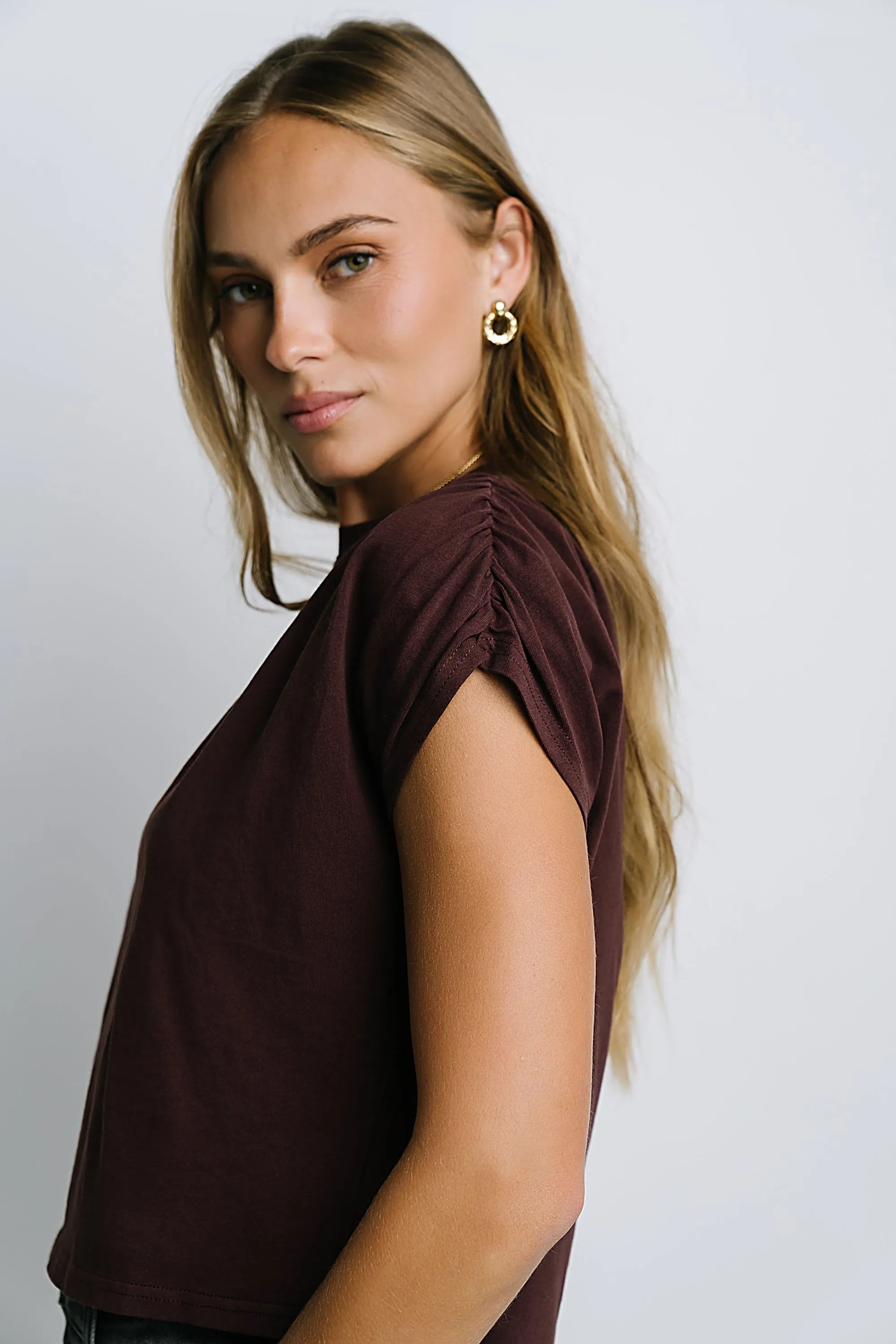 Noelle Ruched Top in Red-Brown sold by bohme product image thumbnail 2